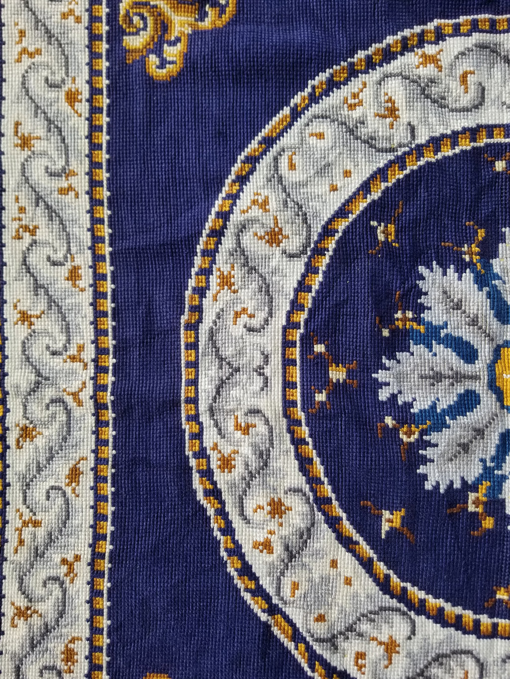 Vintage French Handmade Needlepoint Wool Rug 88x83cm