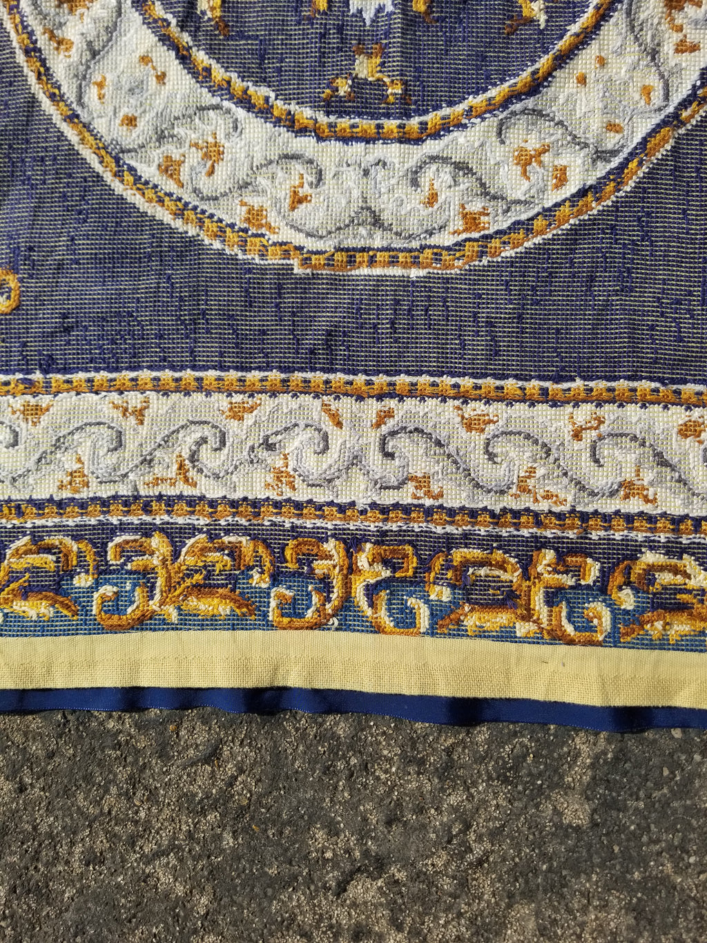 Vintage French Handmade Needlepoint Wool Rug 88x83cm