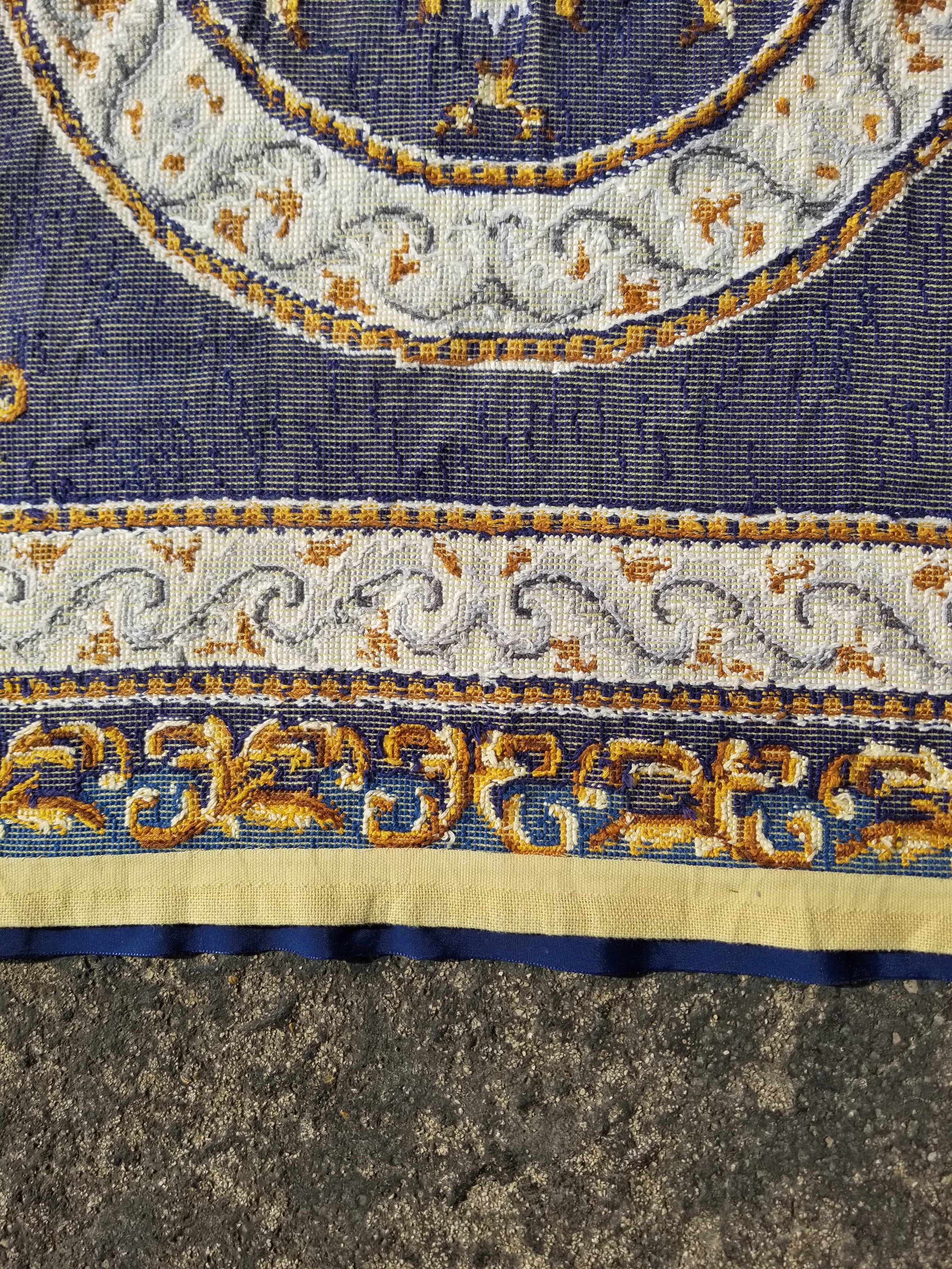 Vintage French Handmade Needlepoint Wool Rug 88x83cm