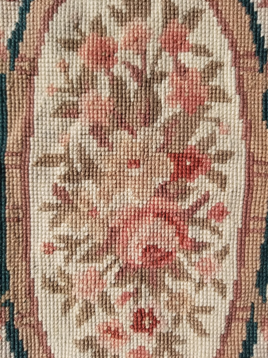 Antique French Aubusson Floral Wool Rug 96x45cm