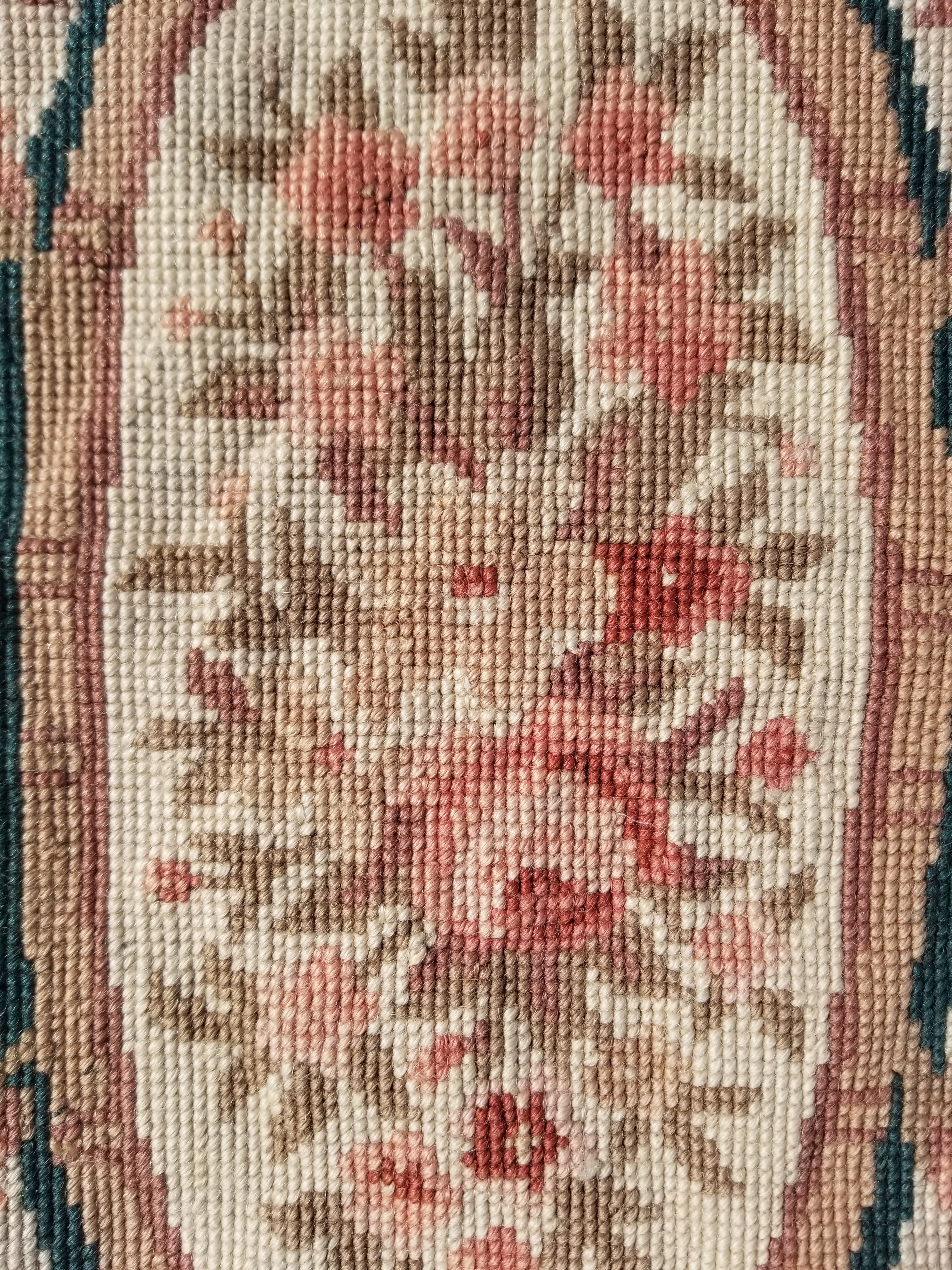 Antique French Aubusson Floral Wool Rug 96x45cm