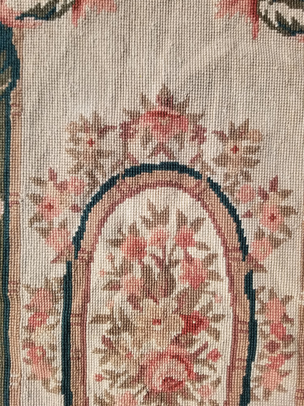 Antique French Aubusson Floral Wool Rug 96x45cm