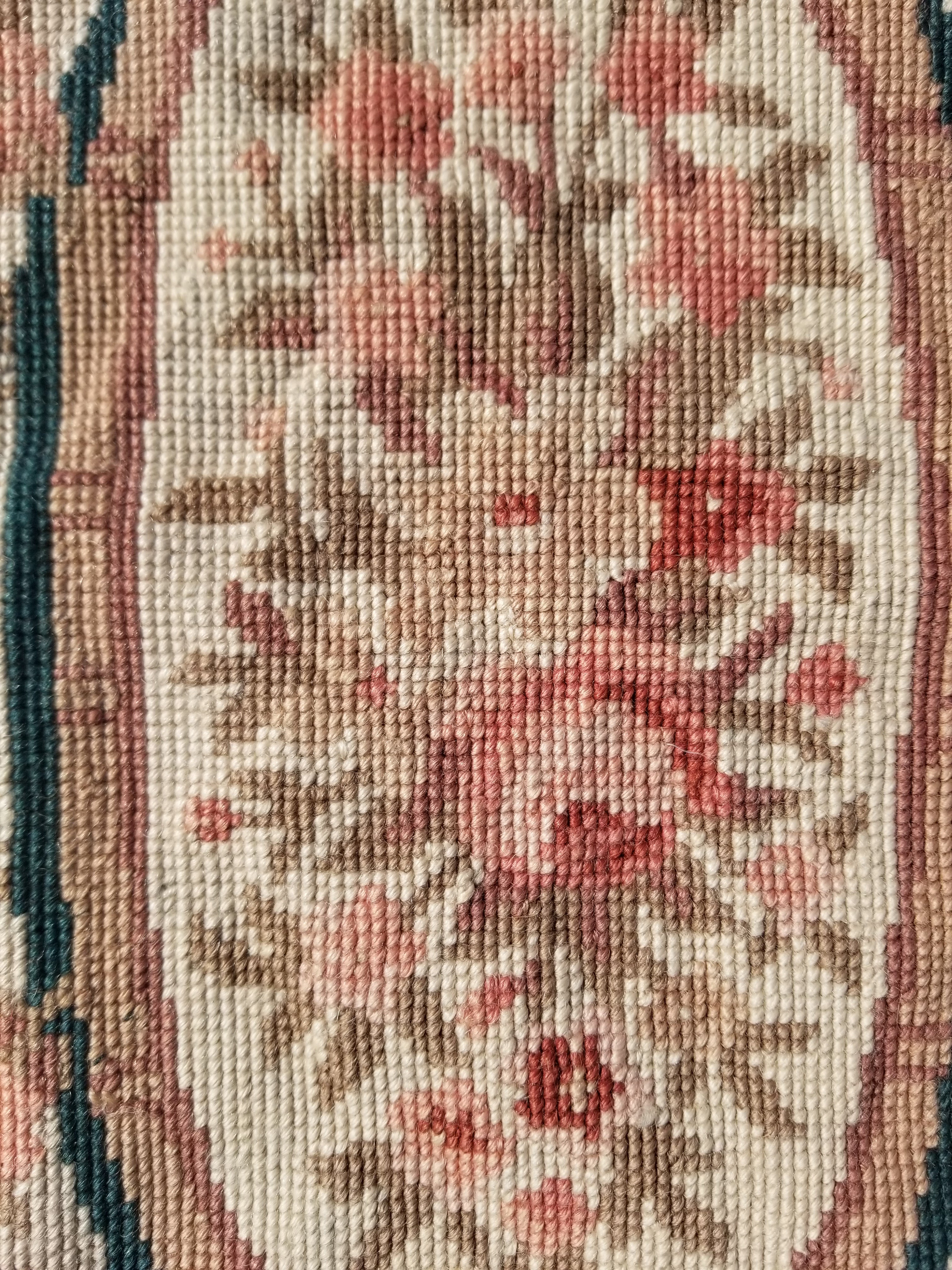 Antique French Aubusson Floral Wool Rug 96x45cm