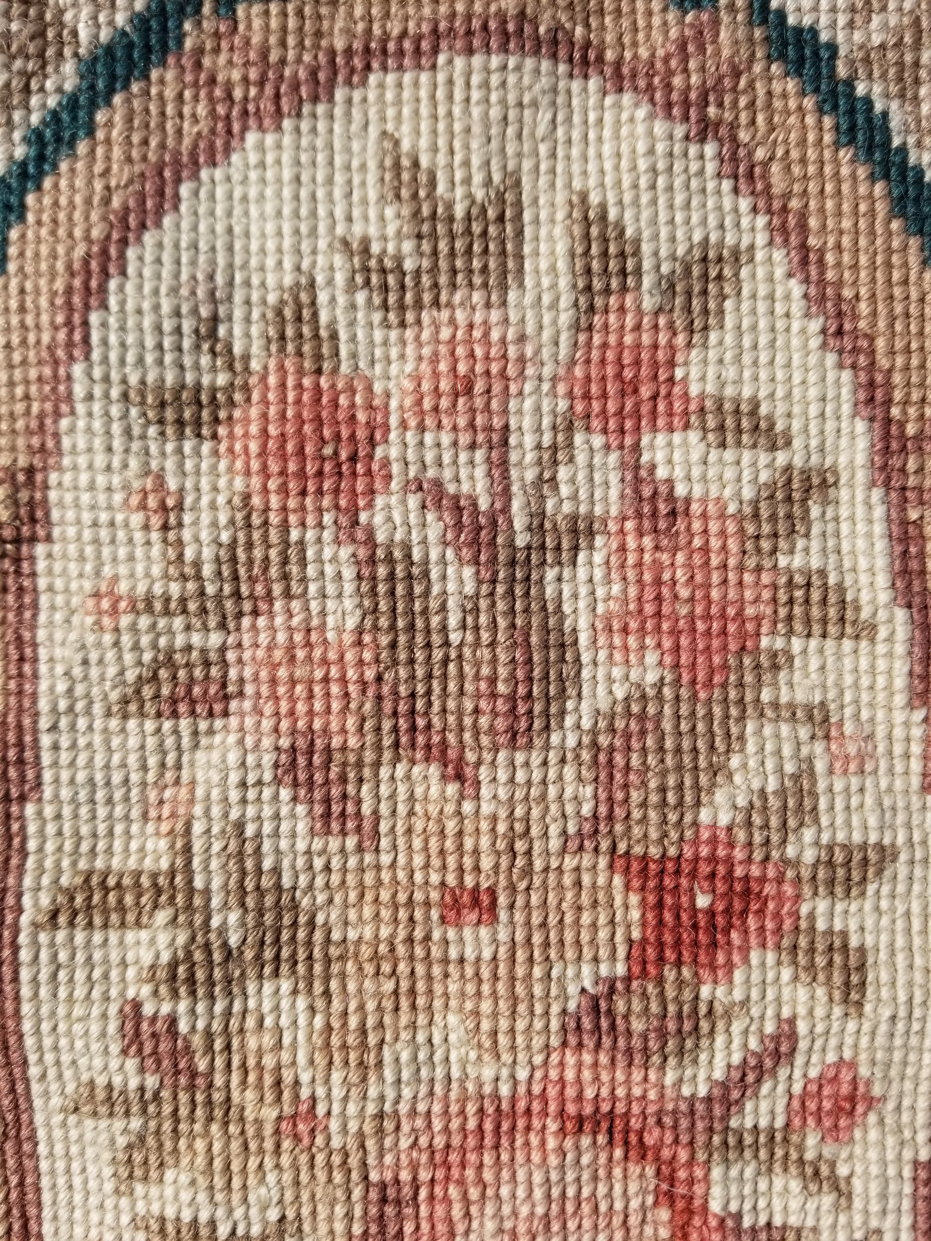 Antique French Aubusson Floral Wool Rug 96x45cm