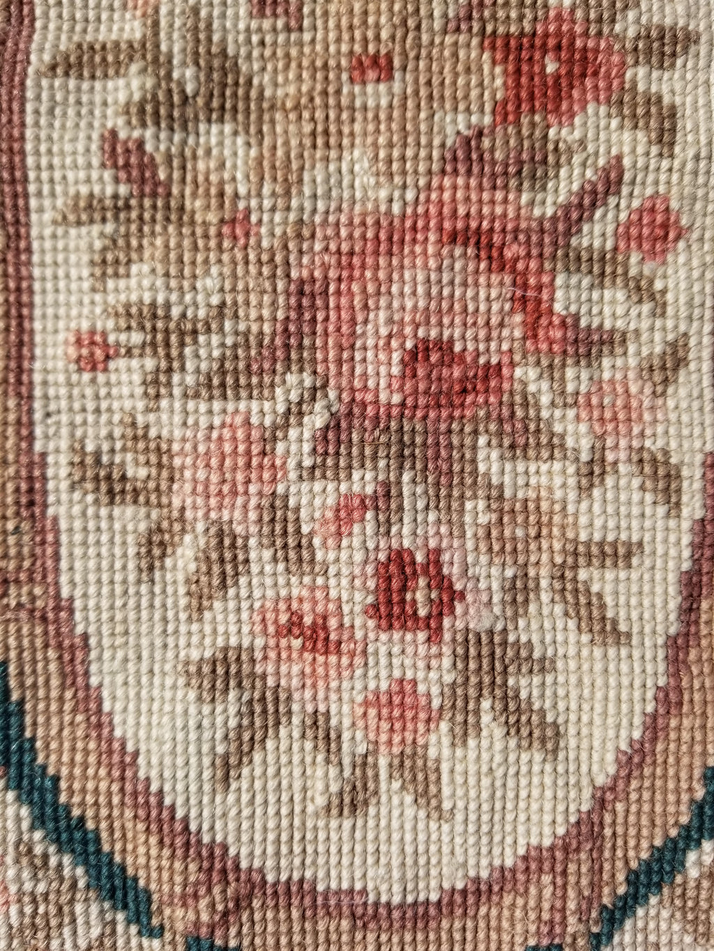 Antique French Aubusson Floral Wool Rug 96x45cm