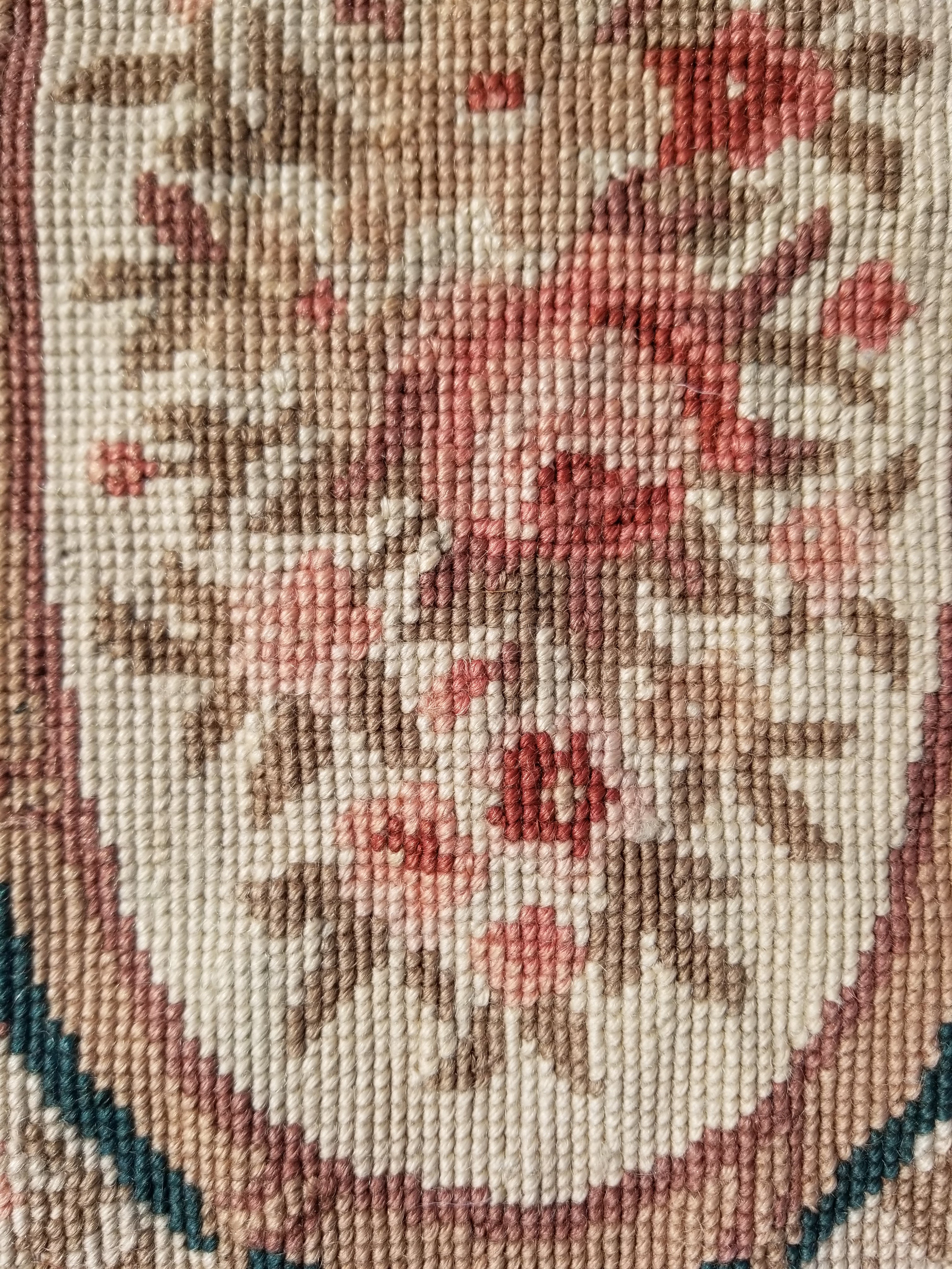 Antique French Aubusson Floral Wool Rug 96x45cm