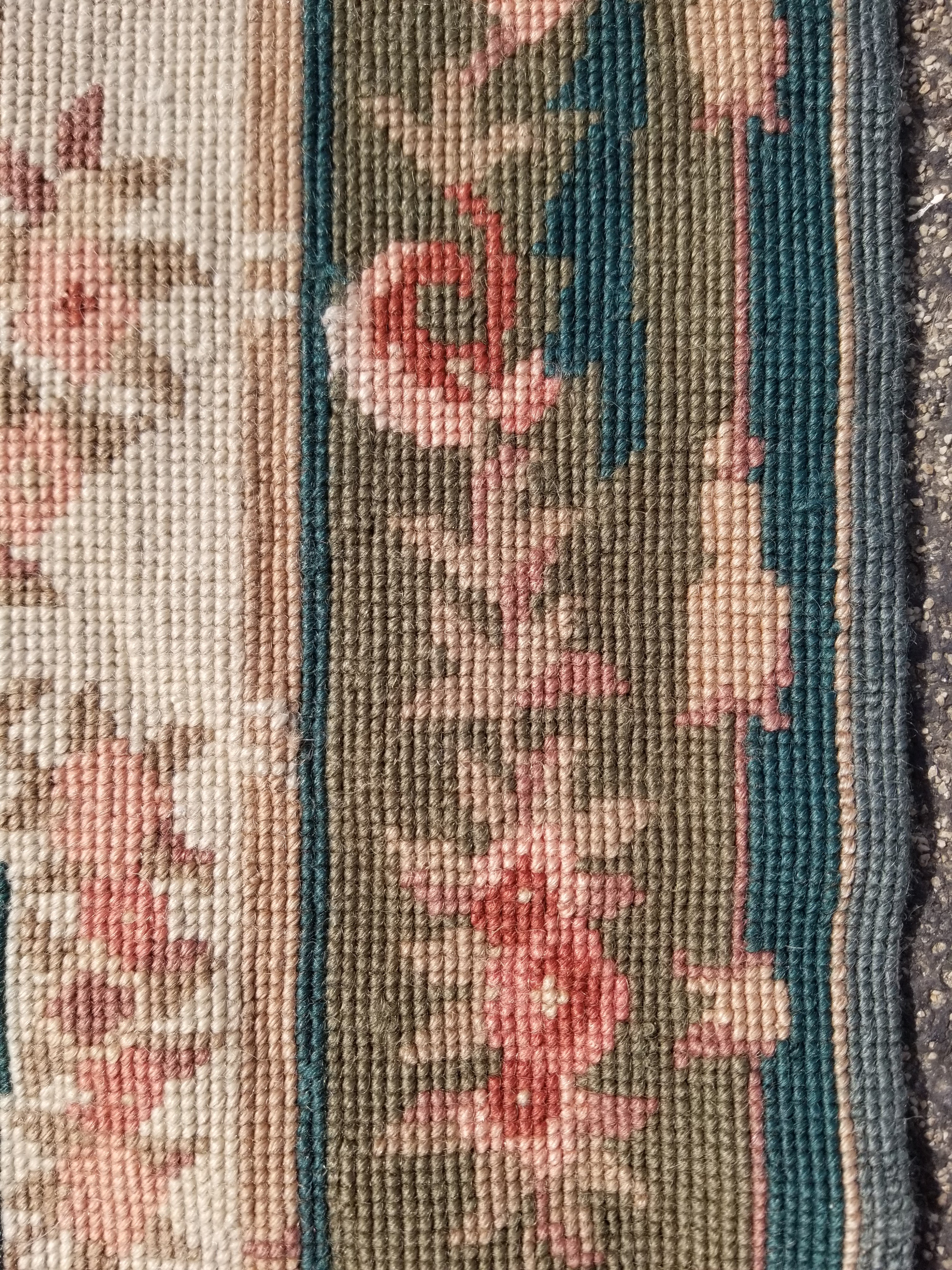 Antique French Aubusson Floral Wool Rug 96x45cm
