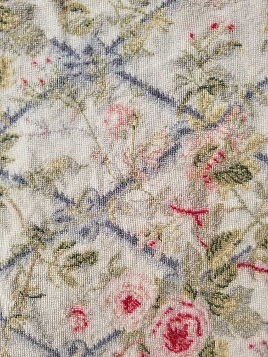Vintage French Needlepoint Floral Wool Rug 139x81cm