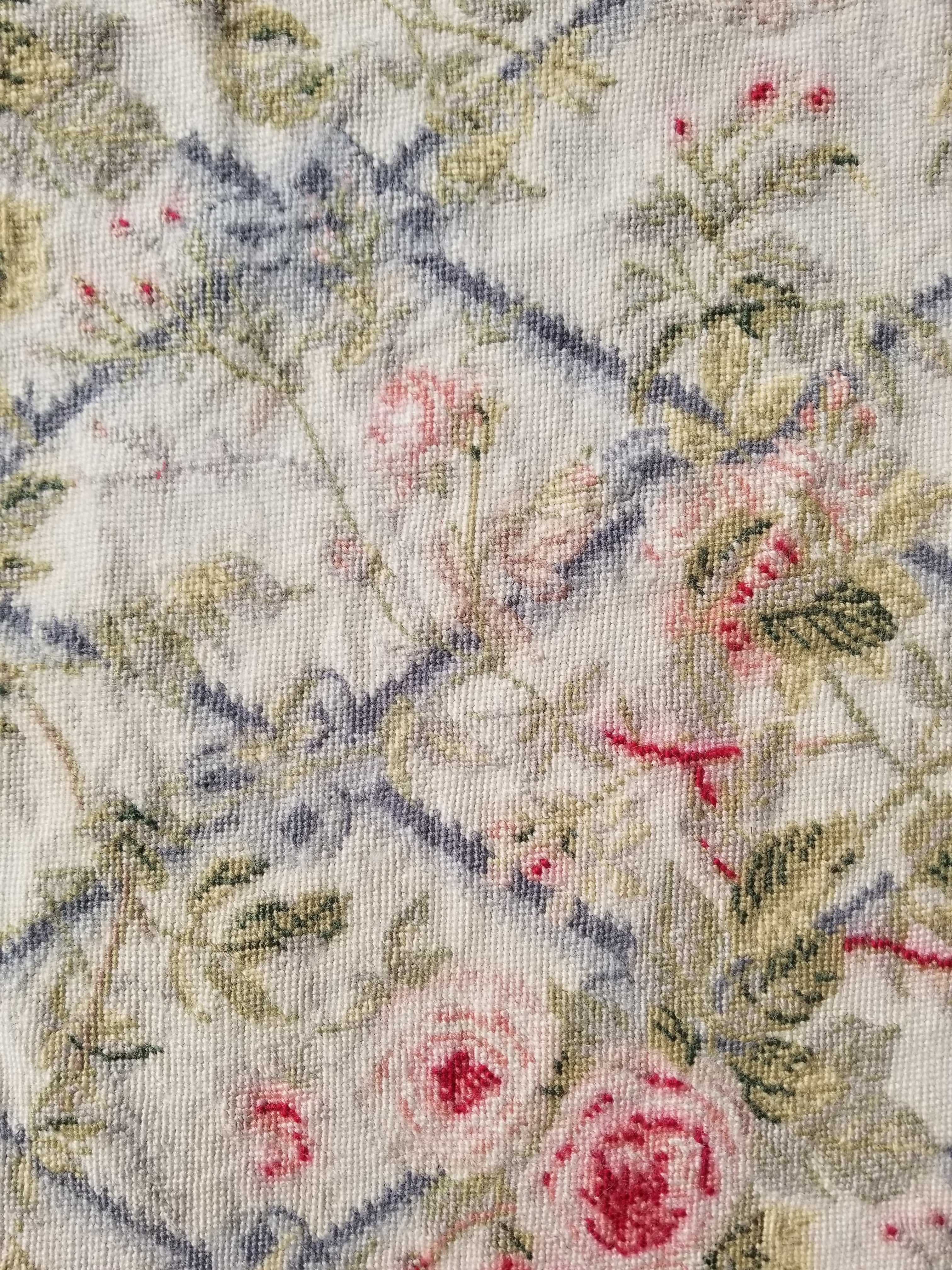 Vintage French Needlepoint Floral Wool Rug 139x81cm