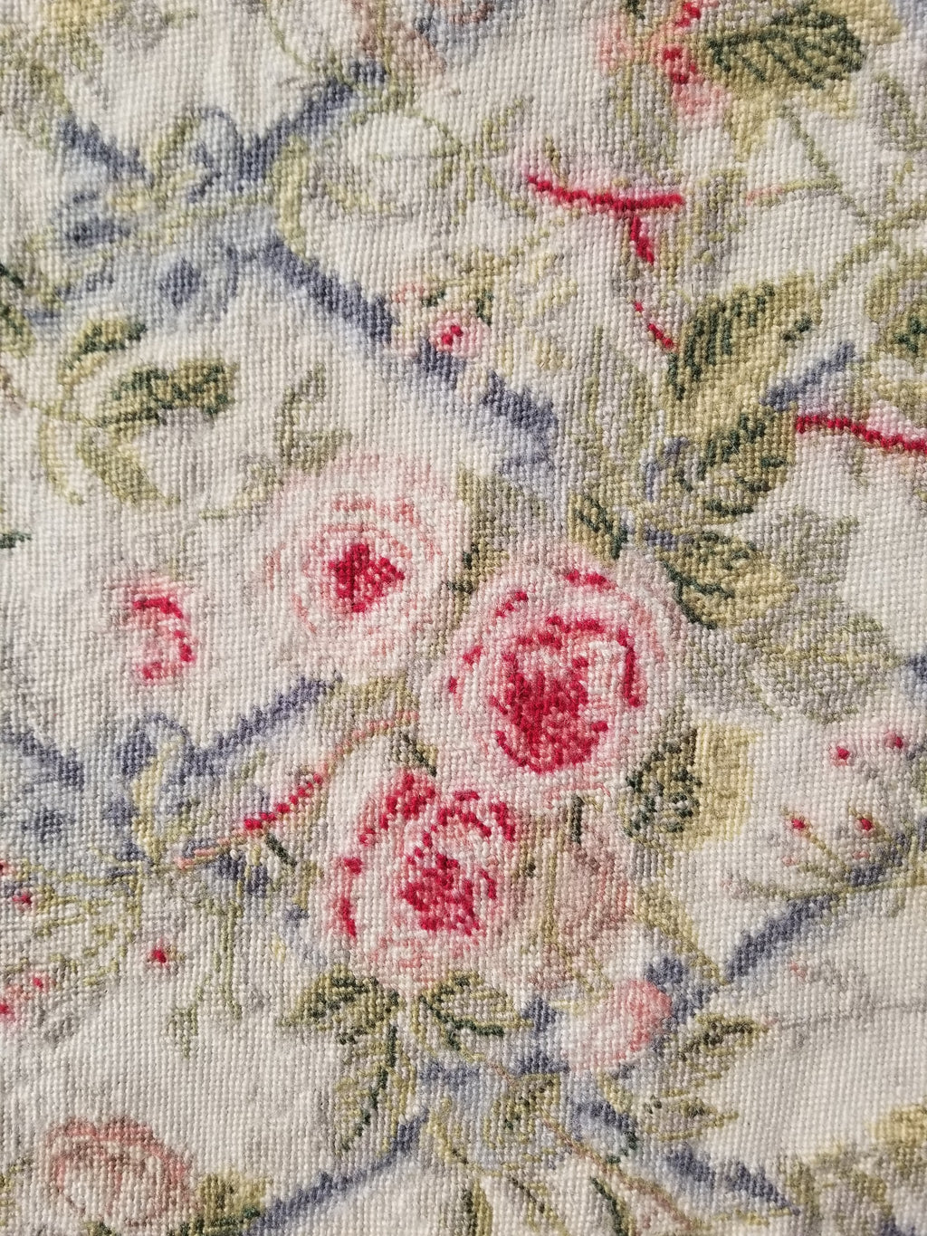 Vintage French Needlepoint Floral Wool Rug 139x81cm