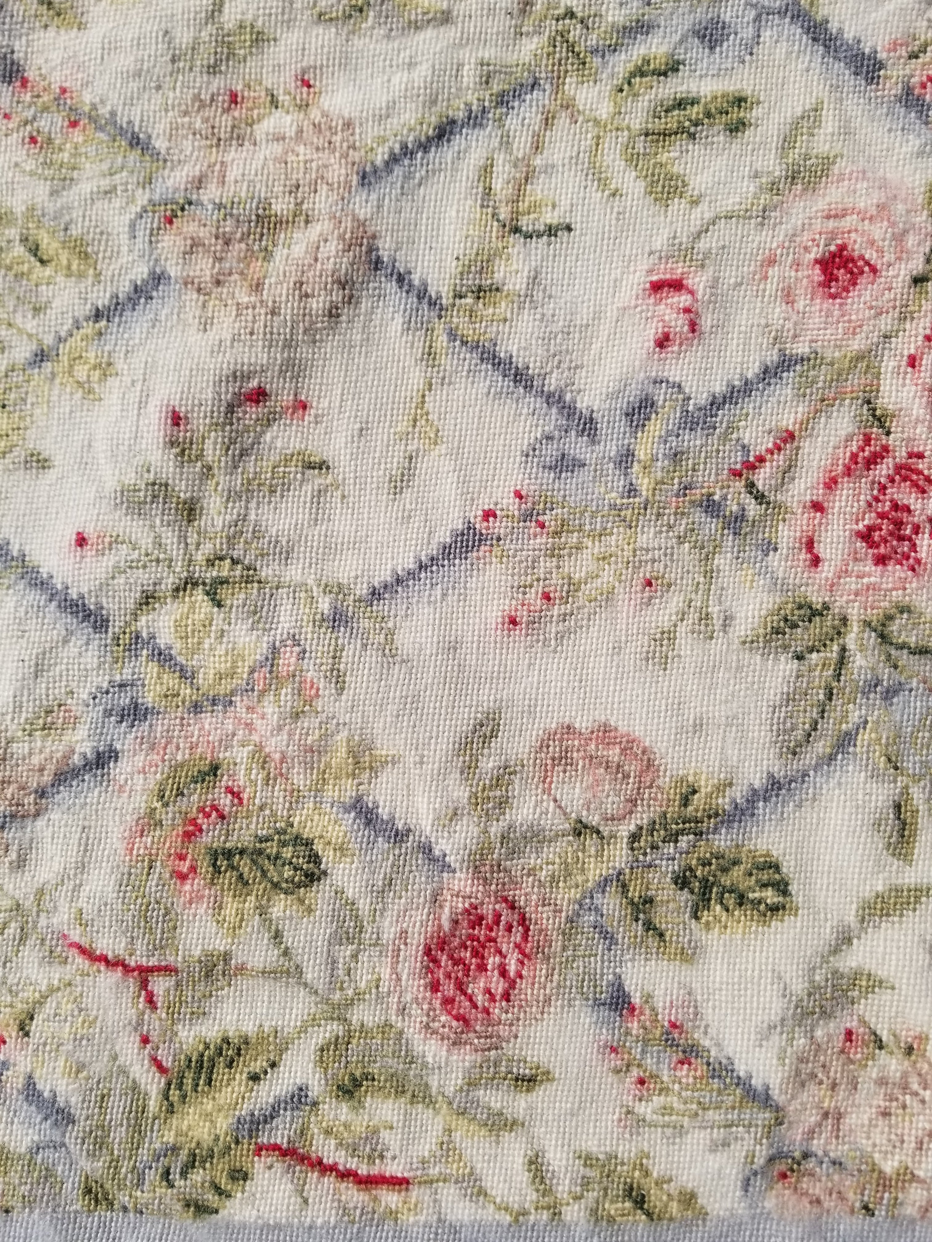 Vintage French Needlepoint Floral Wool Rug 139x81cm