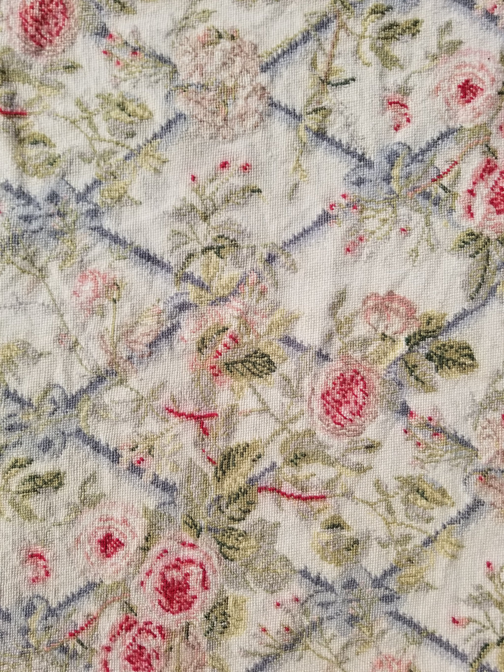 Vintage French Needlepoint Floral Wool Rug 139x81cm