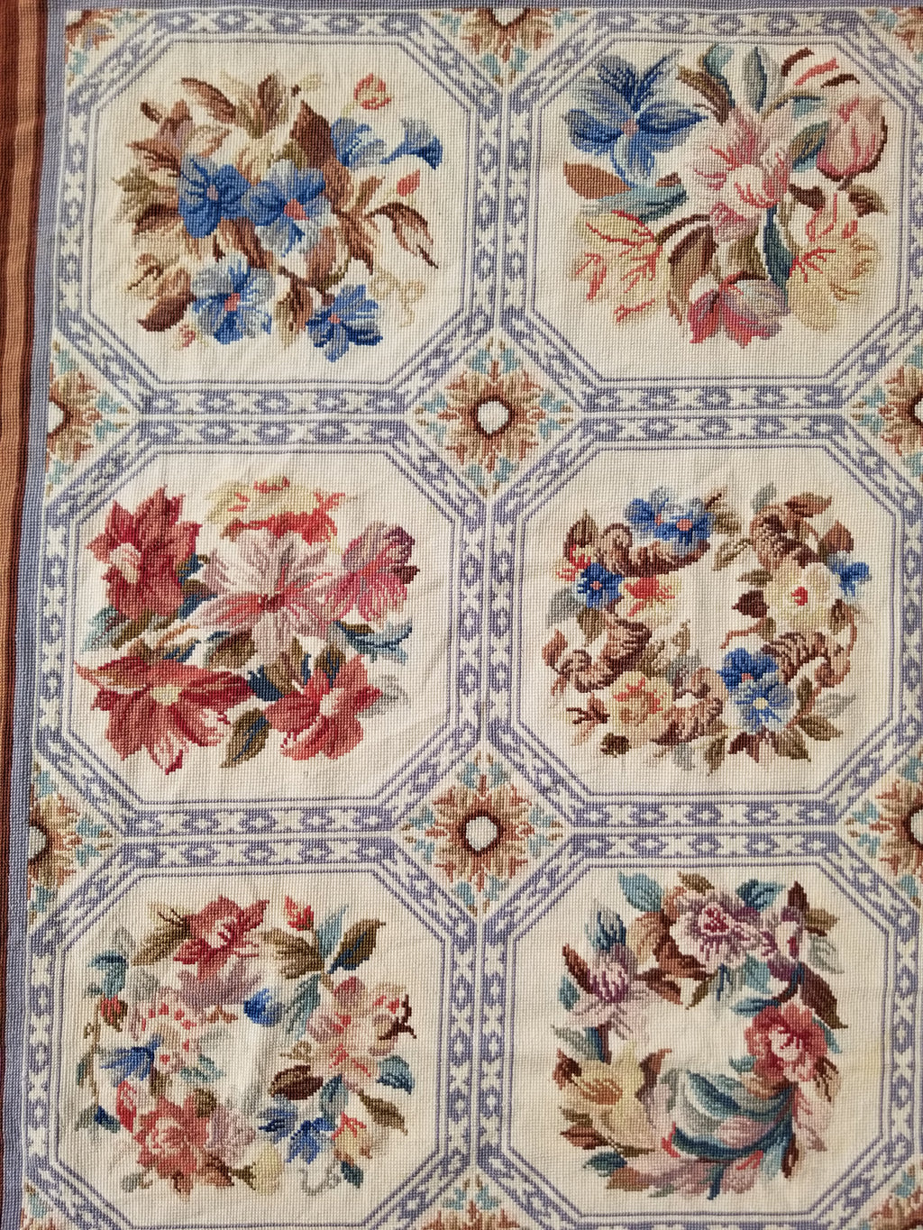 Vintage French Needlepoint Floral Wool Rug 172x114cm