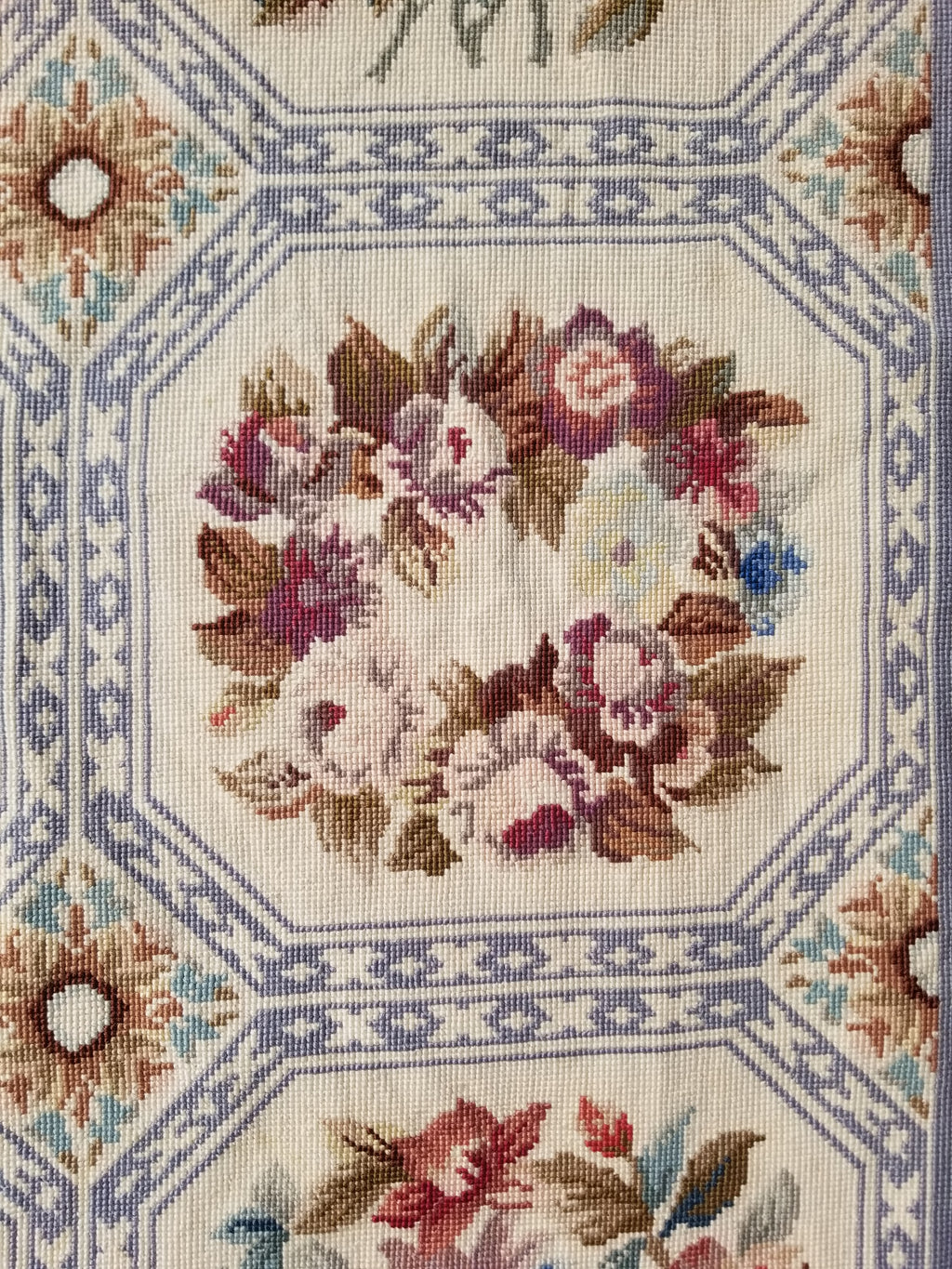 Vintage French Needlepoint Floral Wool Rug 172x114cm
