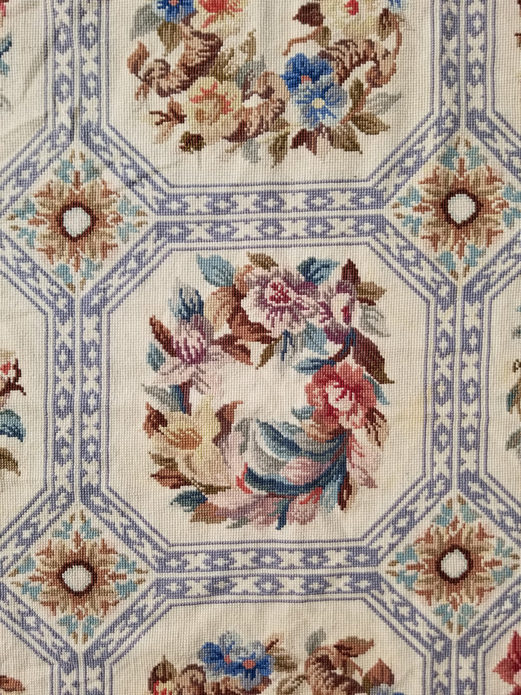 Vintage French Needlepoint Floral Wool Rug 172x114cm