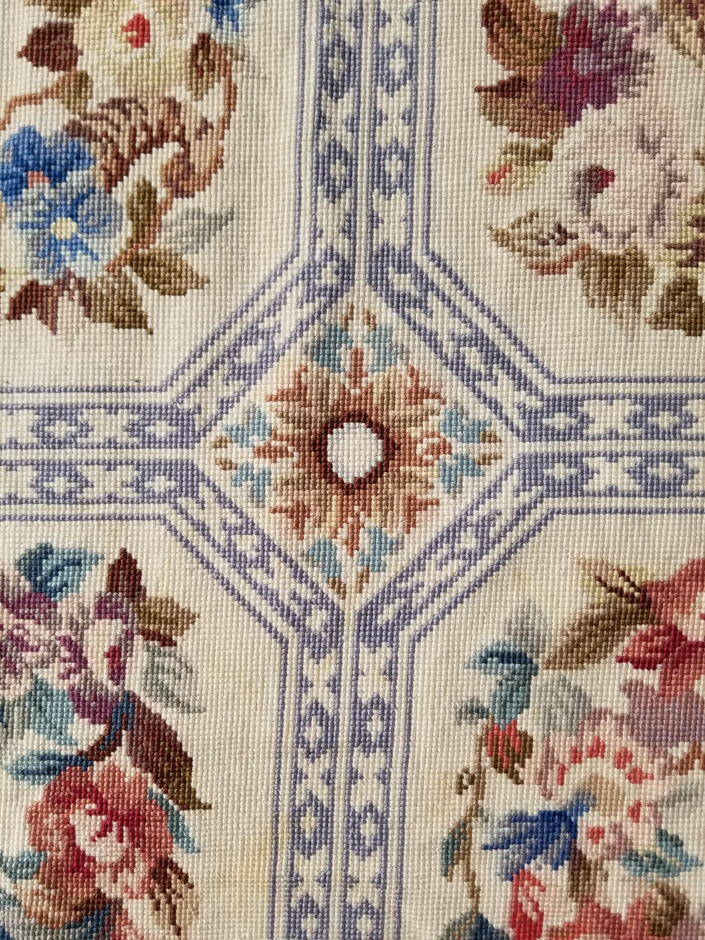 Vintage French Needlepoint Floral Wool Rug 172x114cm