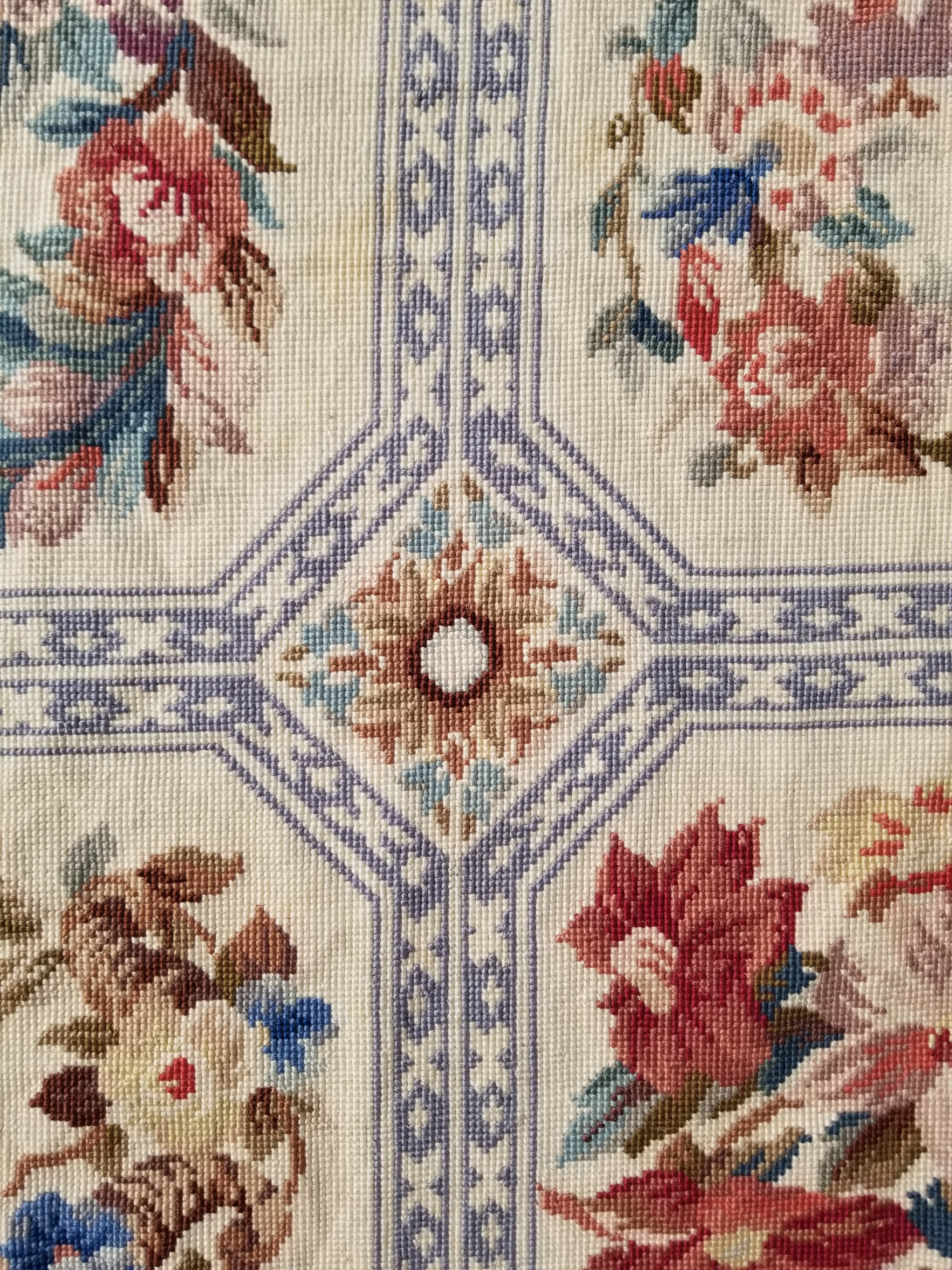 Vintage French Needlepoint Floral Wool Rug 172x114cm