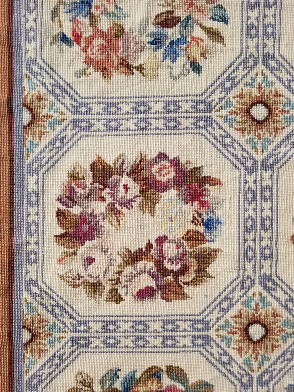 Vintage French Needlepoint Floral Wool Rug 172x114cm