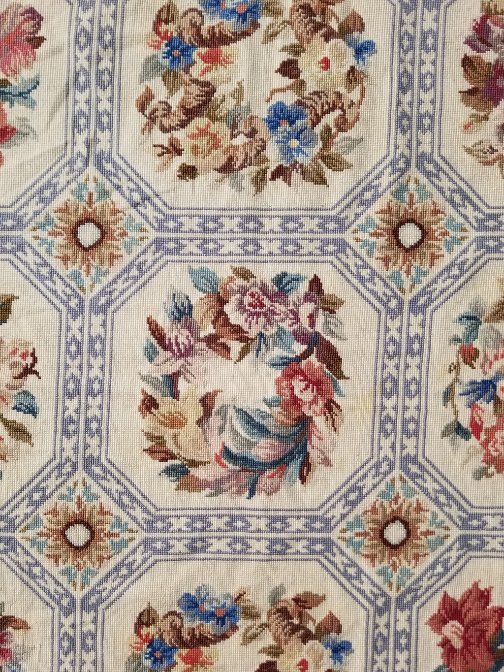 Vintage French Needlepoint Floral Wool Rug 172x114cm
