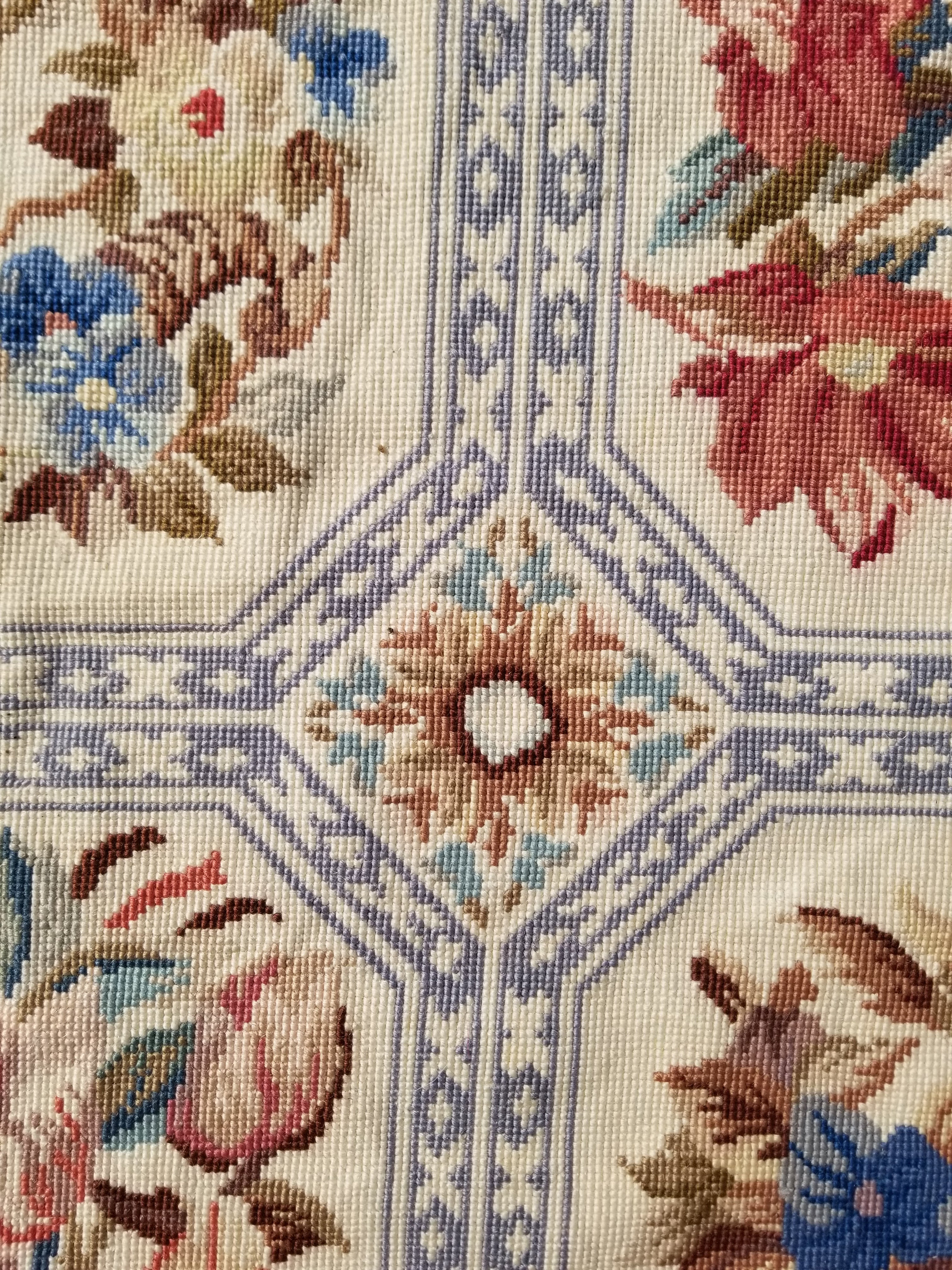 Vintage French Needlepoint Floral Wool Rug 172x114cm