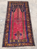 Distressed Vintage Handmade Turkish Anatolian Tribal Wool Prayer Rug 195x104cm