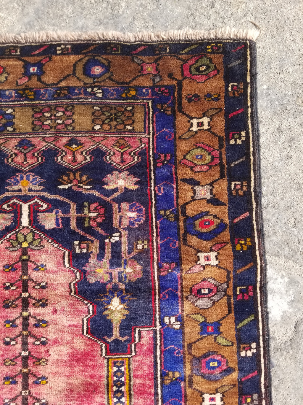 Distressed Vintage Handmade Turkish Anatolian Tribal Wool Prayer Rug 195x104cm