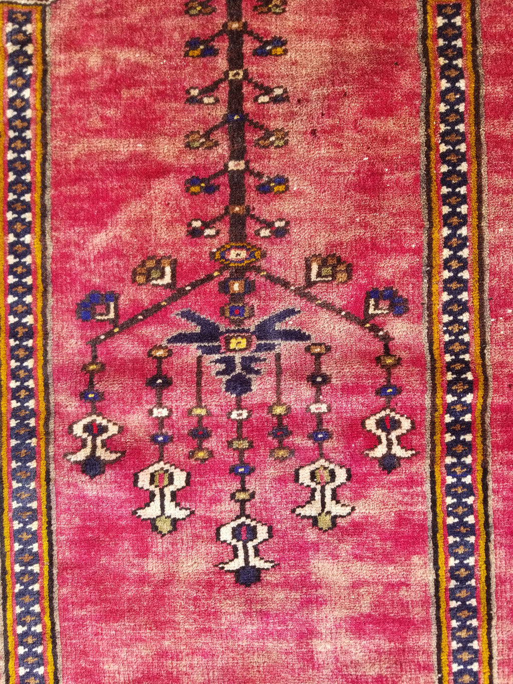 Distressed Vintage Handmade Turkish Anatolian Tribal Wool Prayer Rug 195x104cm