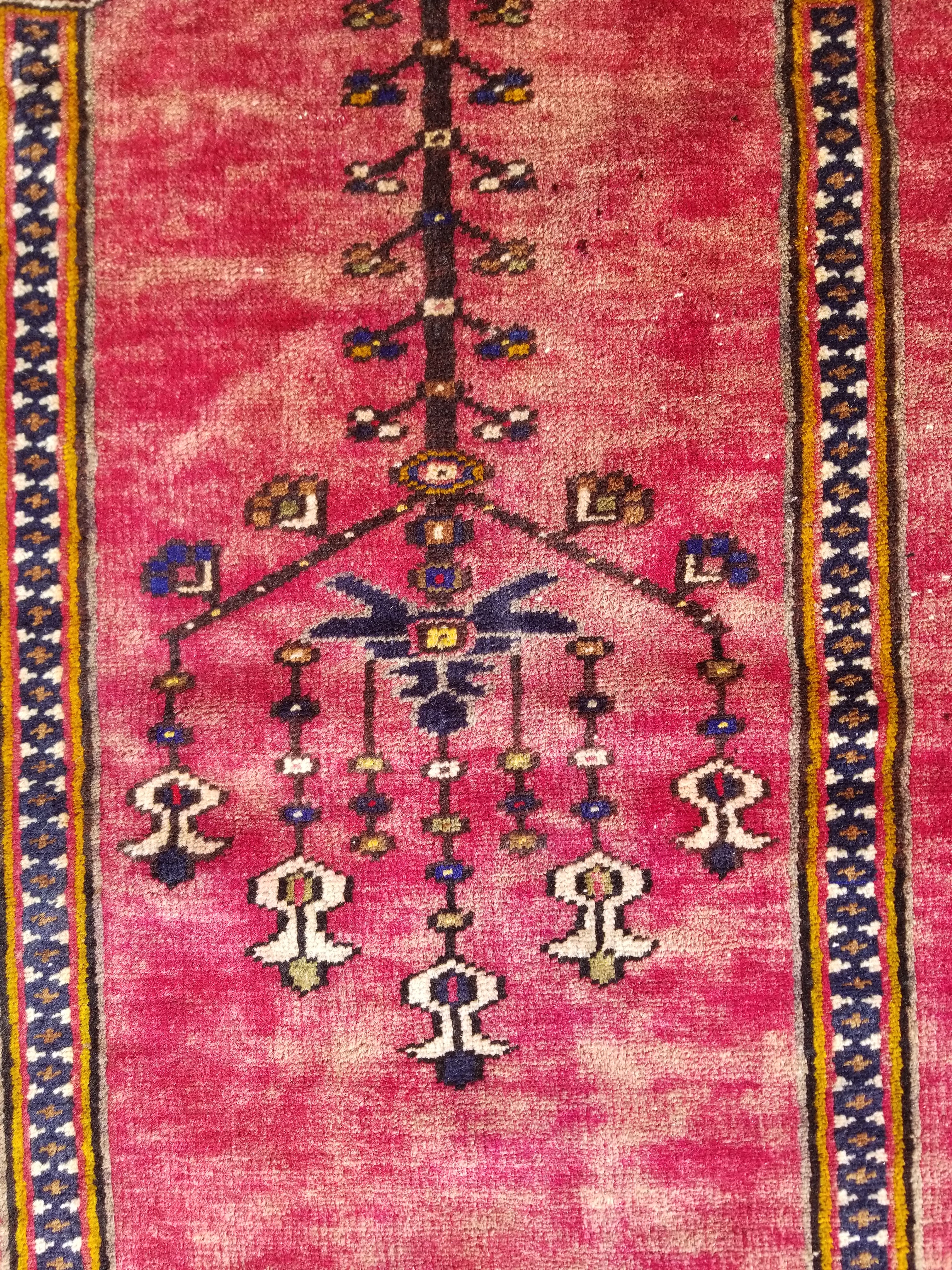 Distressed Vintage Handmade Turkish Anatolian Tribal Wool Prayer Rug 195x104cm