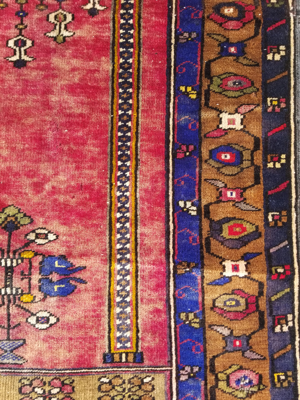 Distressed Vintage Handmade Turkish Anatolian Tribal Wool Prayer Rug 195x104cm