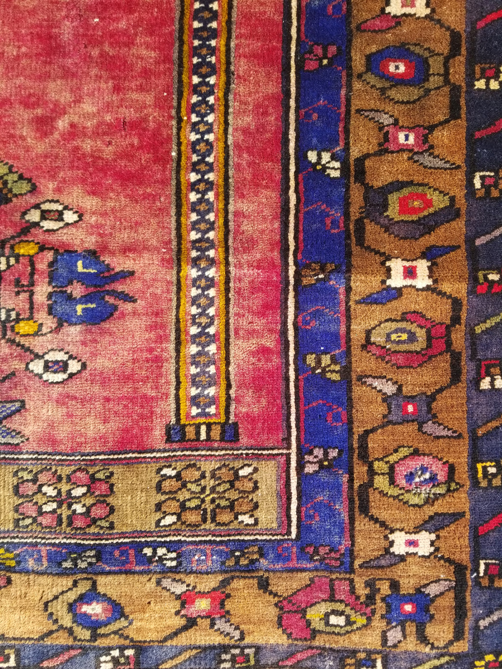 Distressed Vintage Handmade Turkish Anatolian Tribal Wool Prayer Rug 195x104cm
