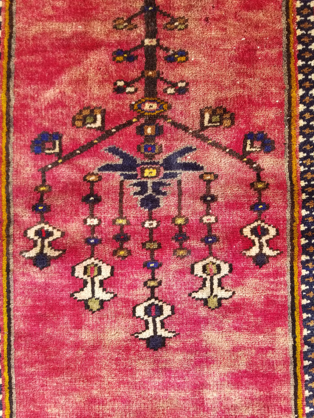 Distressed Vintage Handmade Turkish Anatolian Tribal Wool Prayer Rug 195x104cm