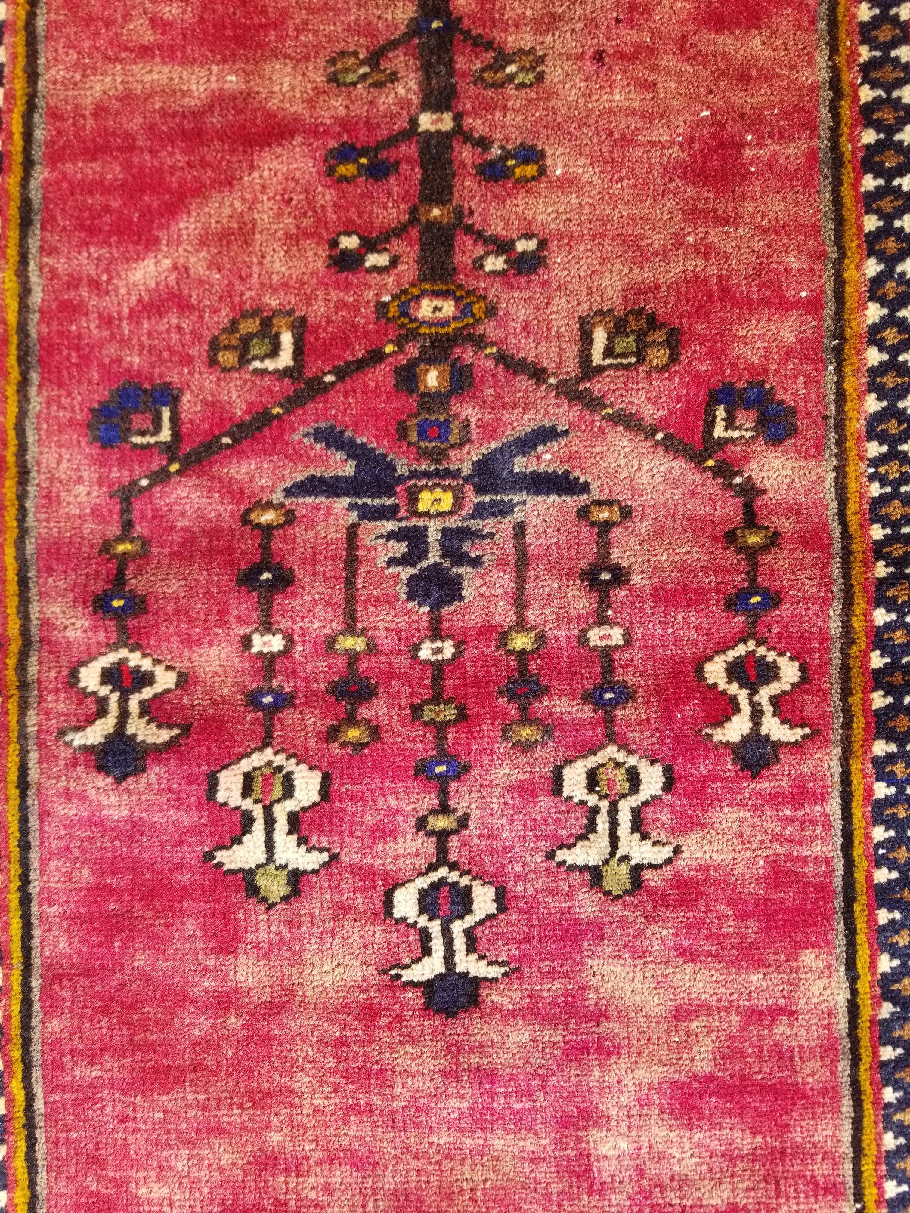 Distressed Vintage Handmade Turkish Anatolian Tribal Wool Prayer Rug 195x104cm