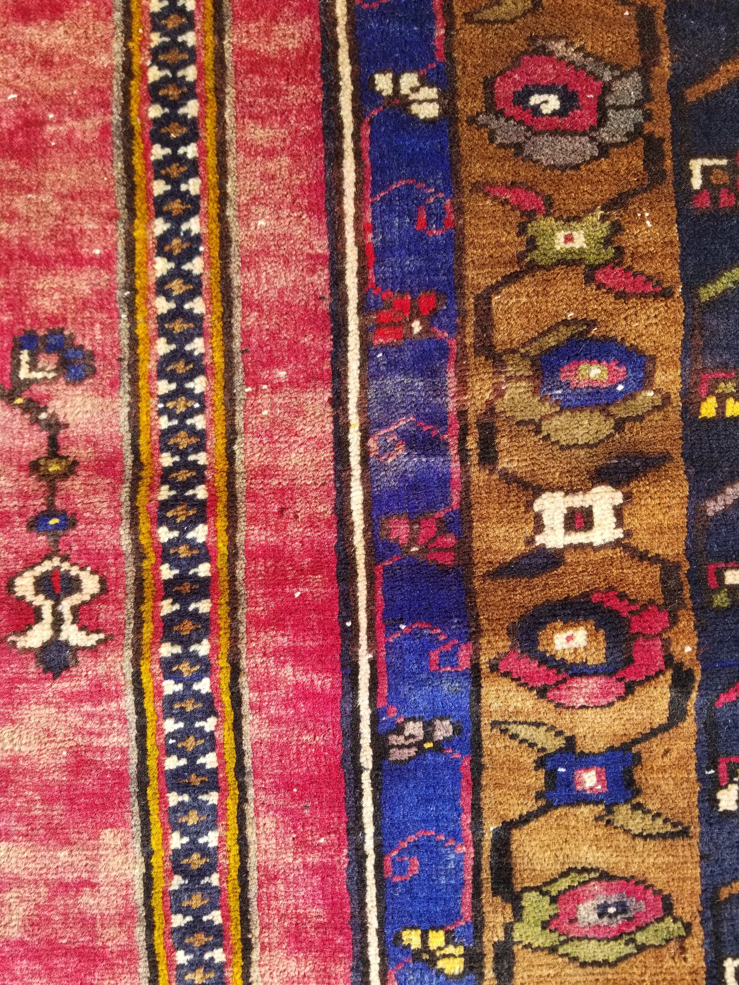 Distressed Vintage Handmade Turkish Anatolian Tribal Wool Prayer Rug 195x104cm