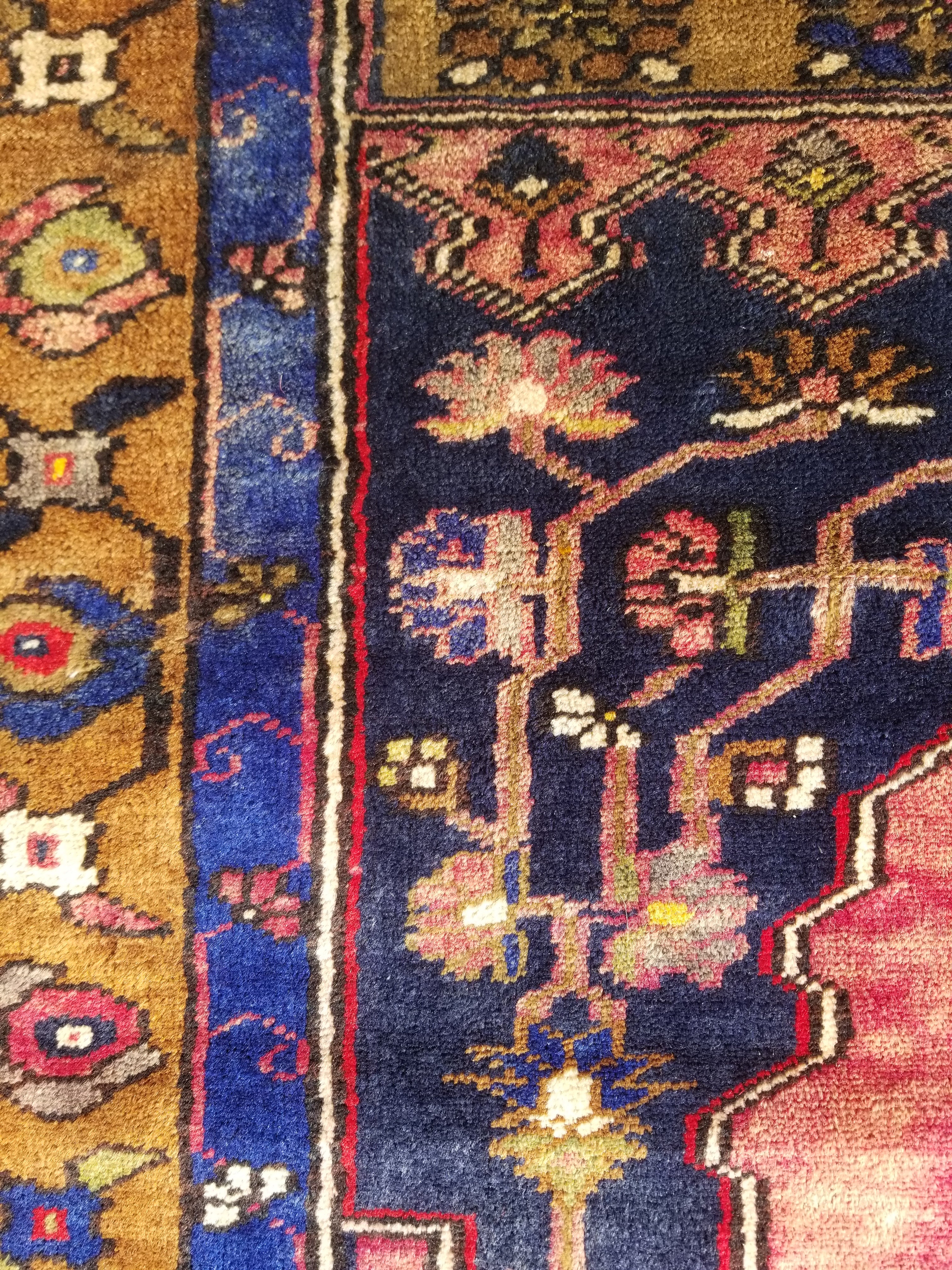 Distressed Vintage Handmade Turkish Anatolian Tribal Wool Prayer Rug 195x104cm