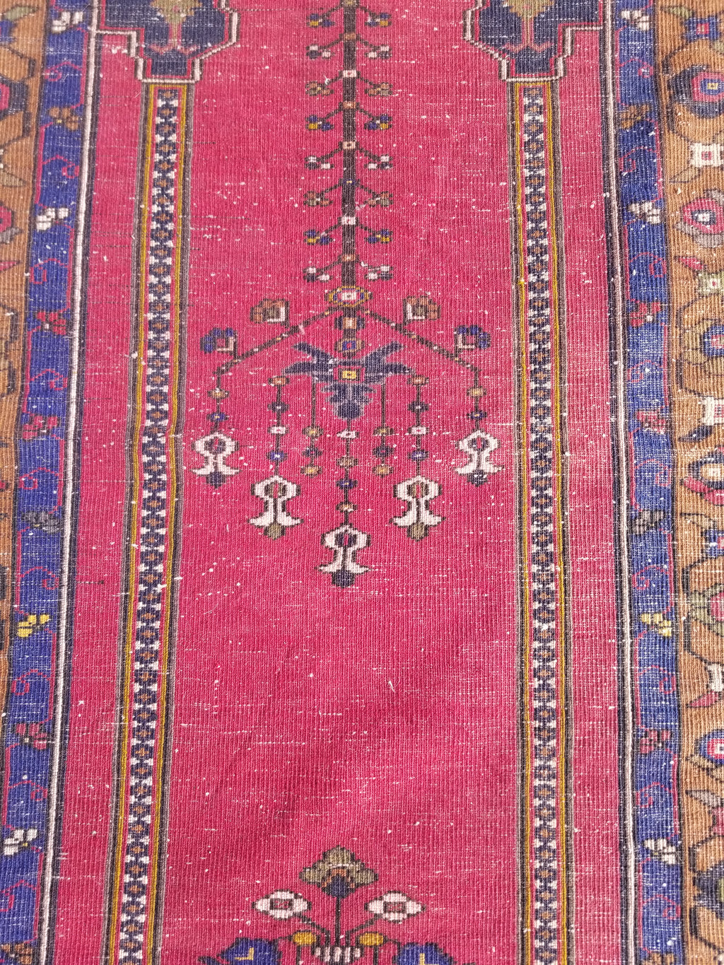 Distressed Vintage Handmade Turkish Anatolian Tribal Wool Prayer Rug 195x104cm