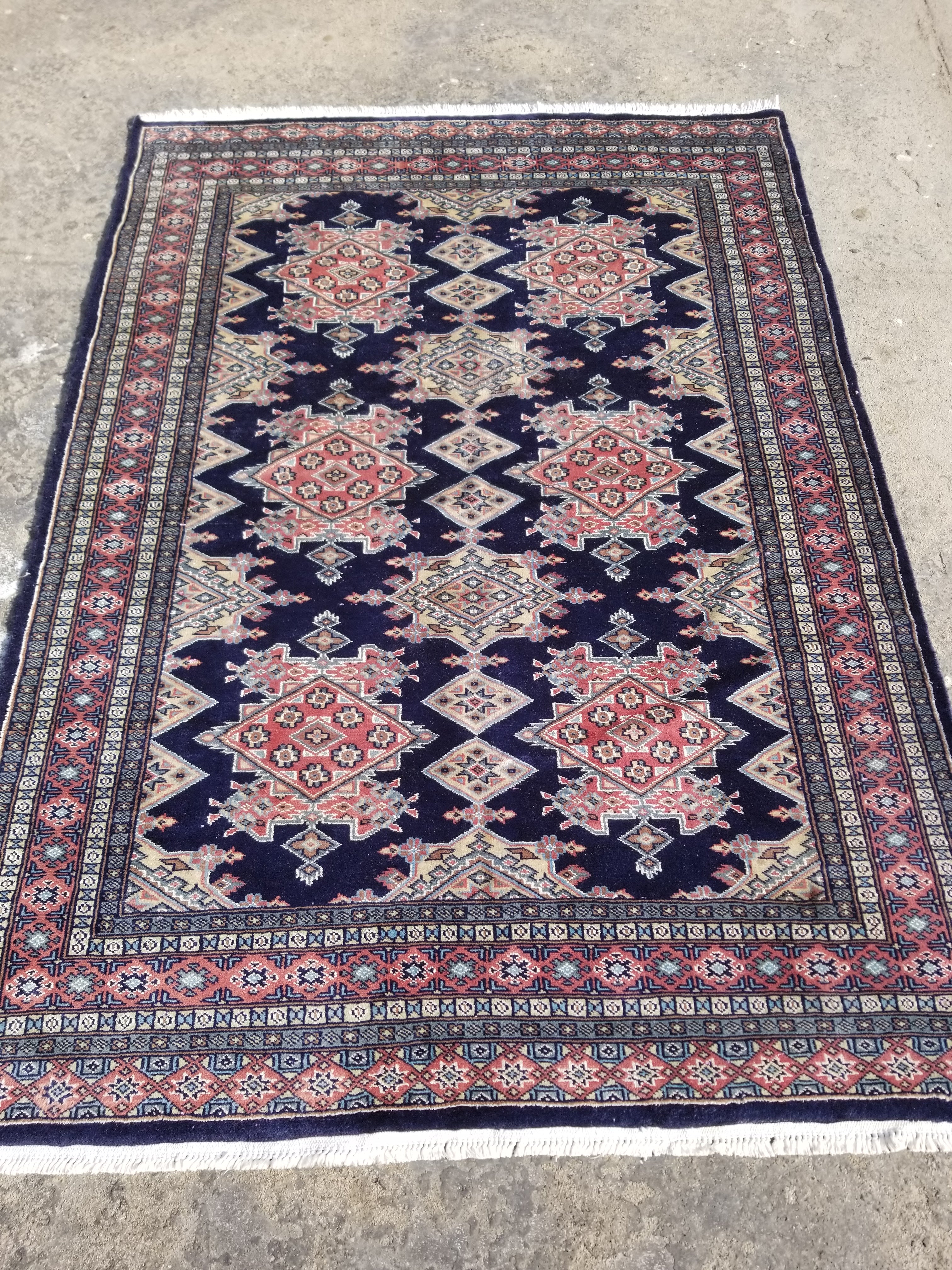 Vintage Traditional Handmade Turkish Kazak Style Wool Multicolor Rug 203x139cm