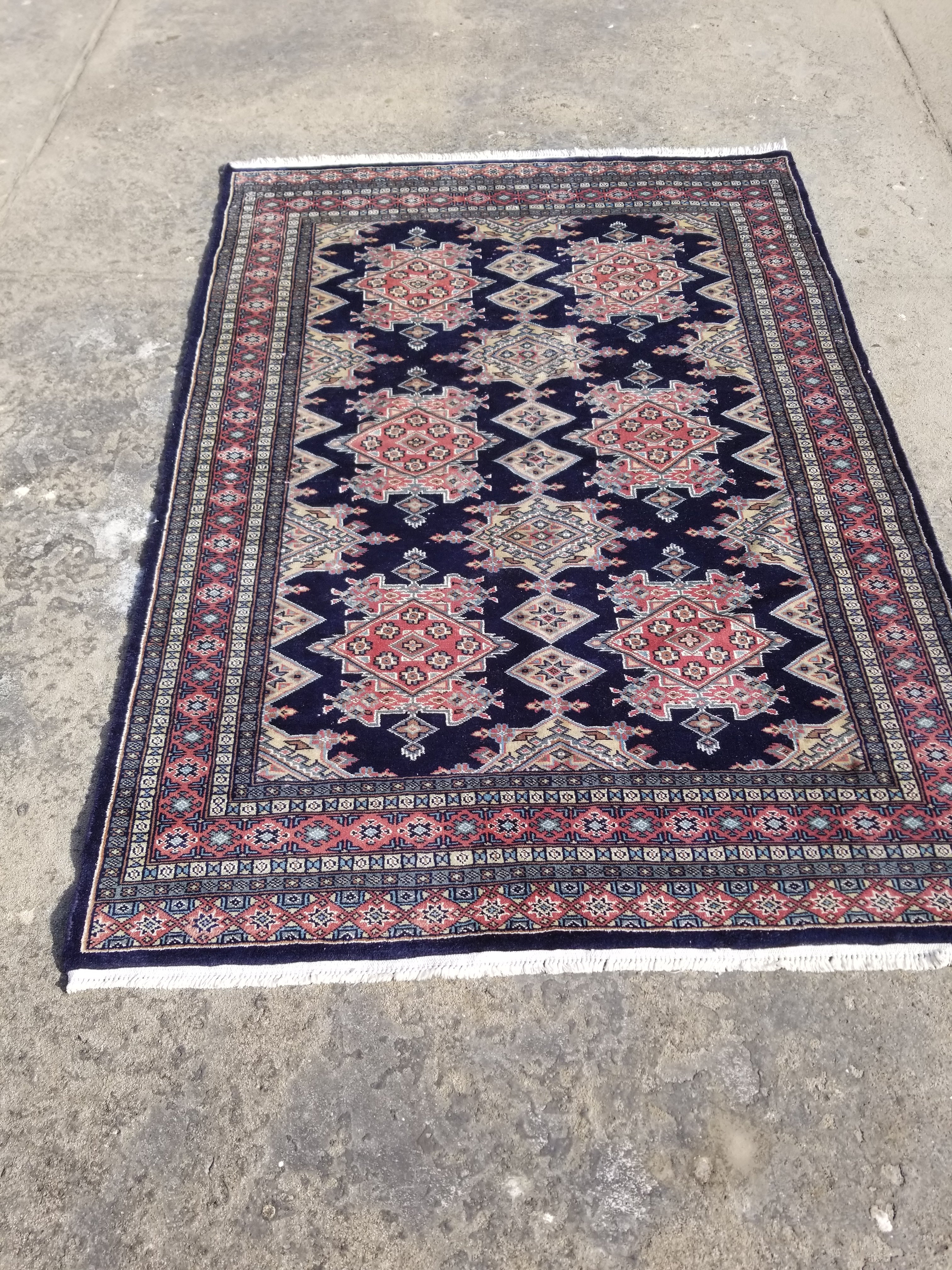 Vintage Traditional Handmade Turkish Kazak Style Wool Multicolor Rug 203x139cm