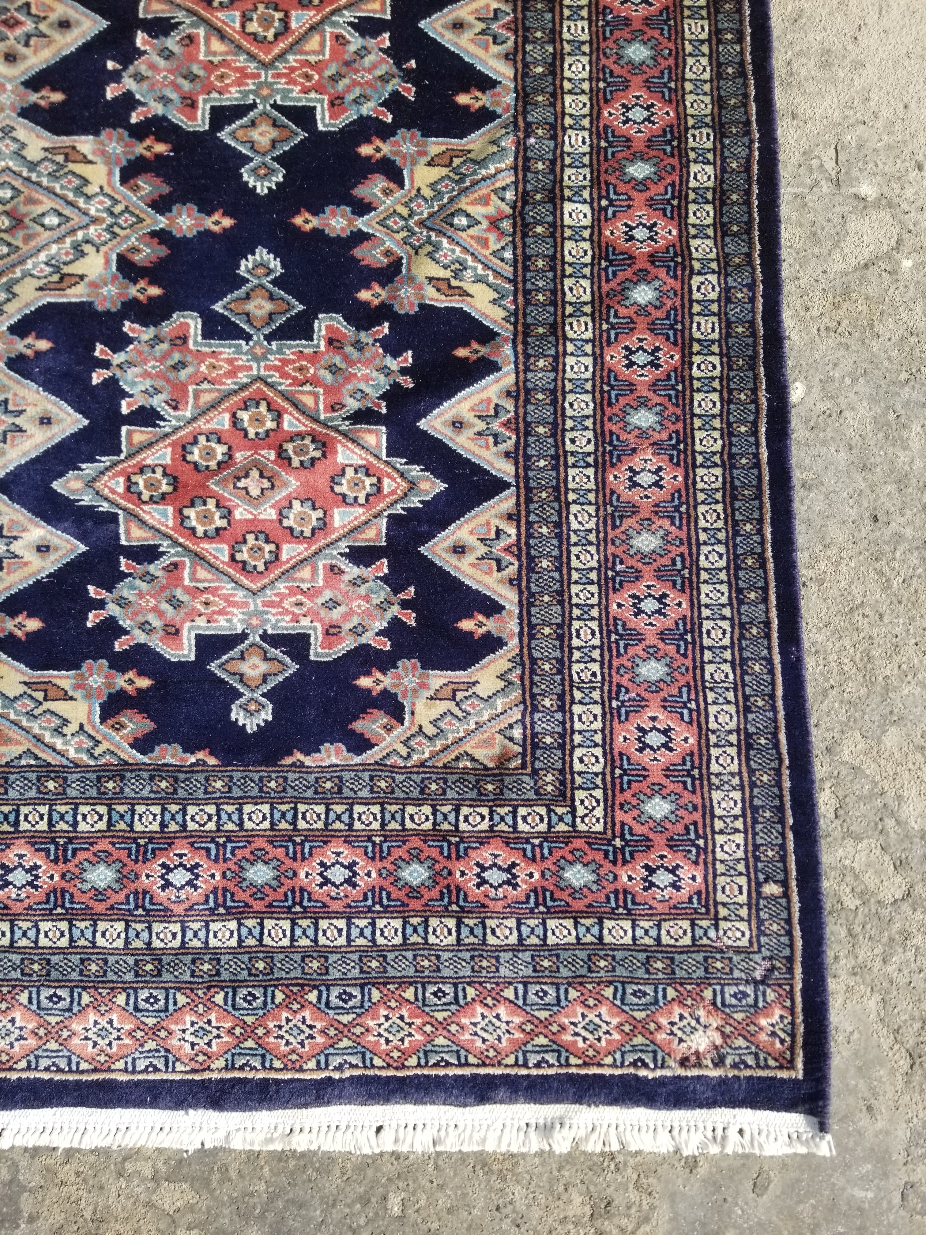 Vintage Traditional Handmade Turkish Kazak Style Wool Multicolor Rug 203x139cm
