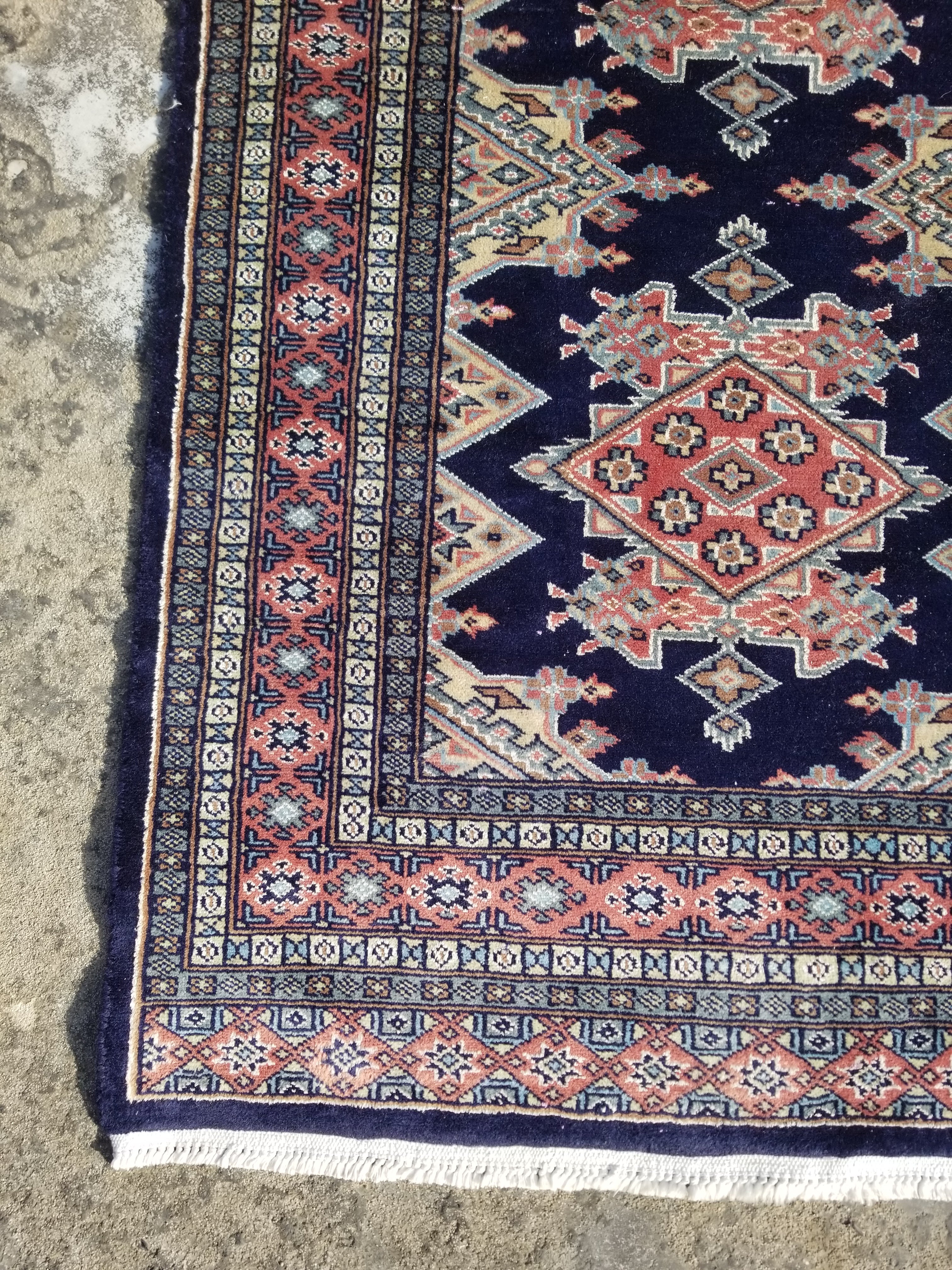 Vintage Traditional Handmade Turkish Kazak Style Wool Multicolor Rug 203x139cm