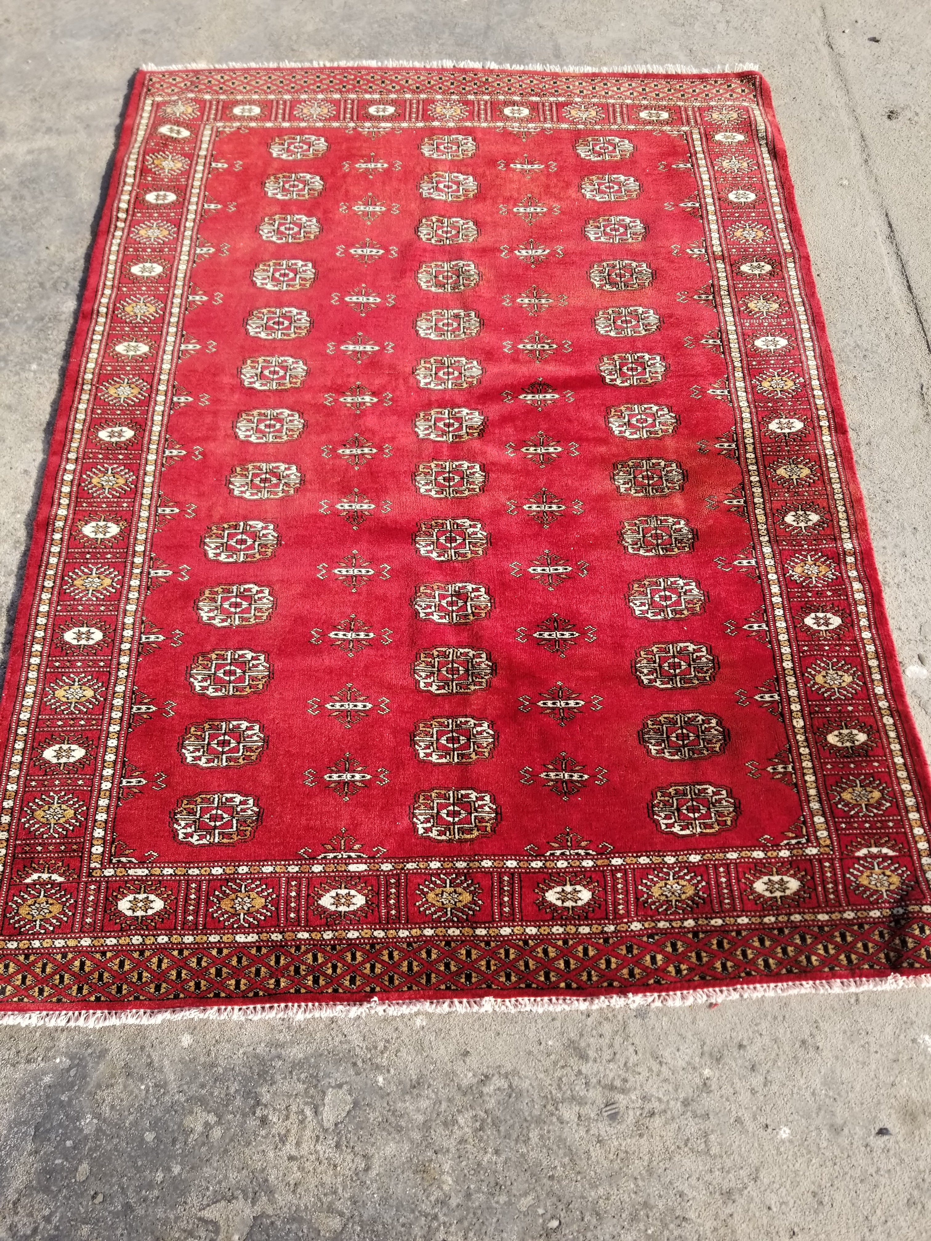 Vintage Traditional Handmade Bokhara Style Wool Multicolor Area Rug 182x132cm