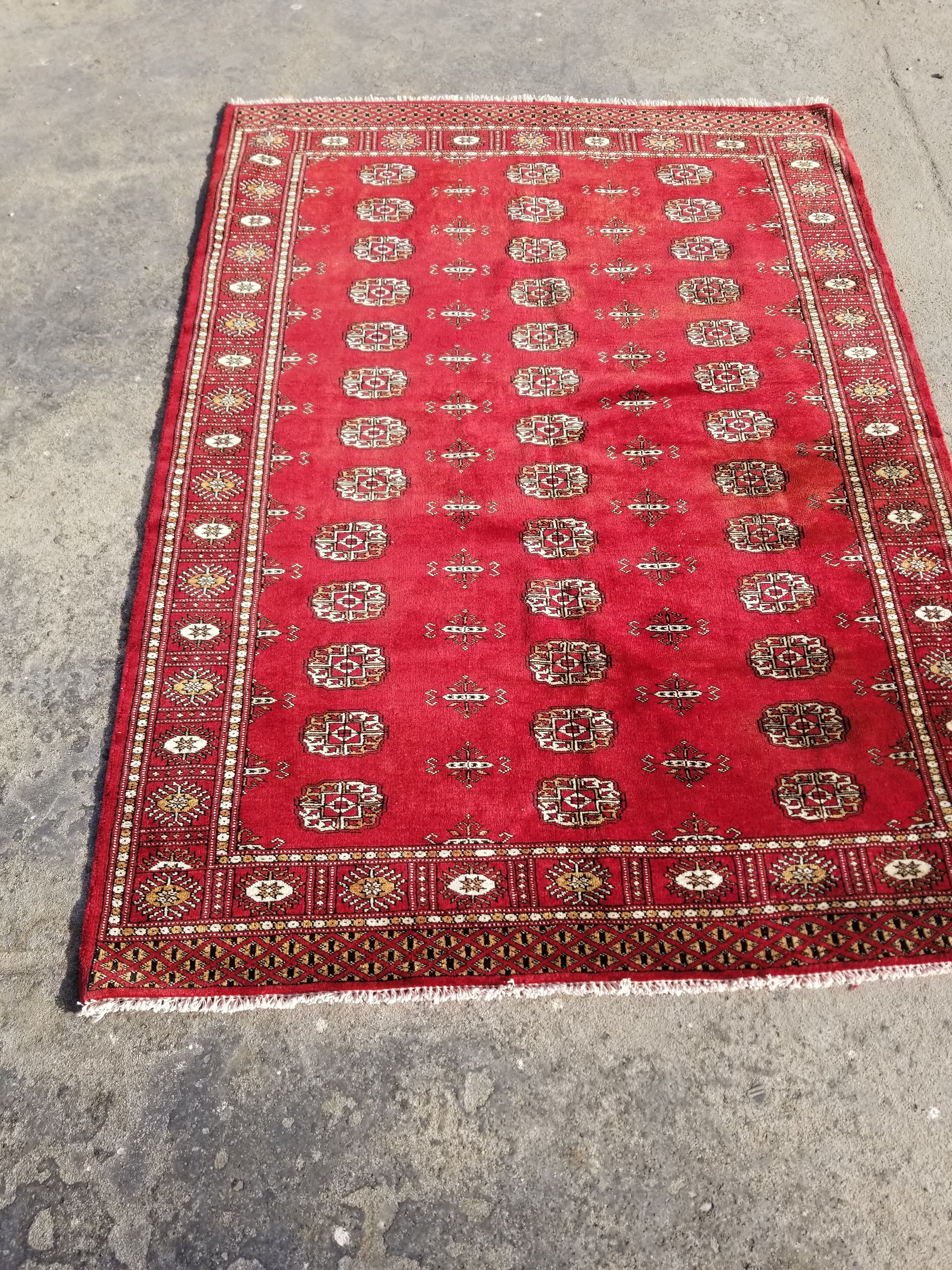 Vintage Traditional Handmade Bokhara Style Wool Multicolor Area Rug 182x132cm