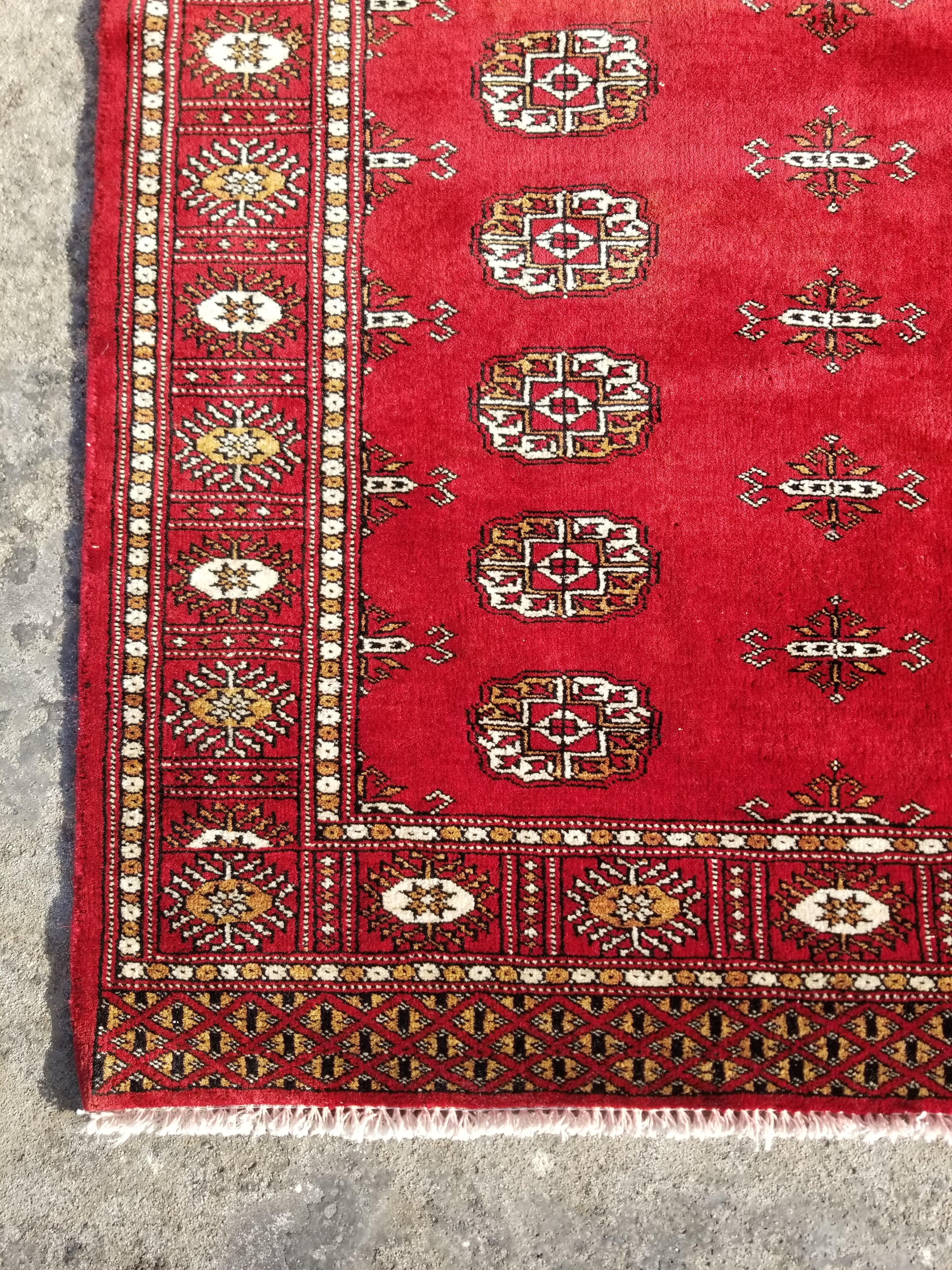 Vintage Traditional Handmade Bokhara Style Wool Multicolor Area Rug 182x132cm