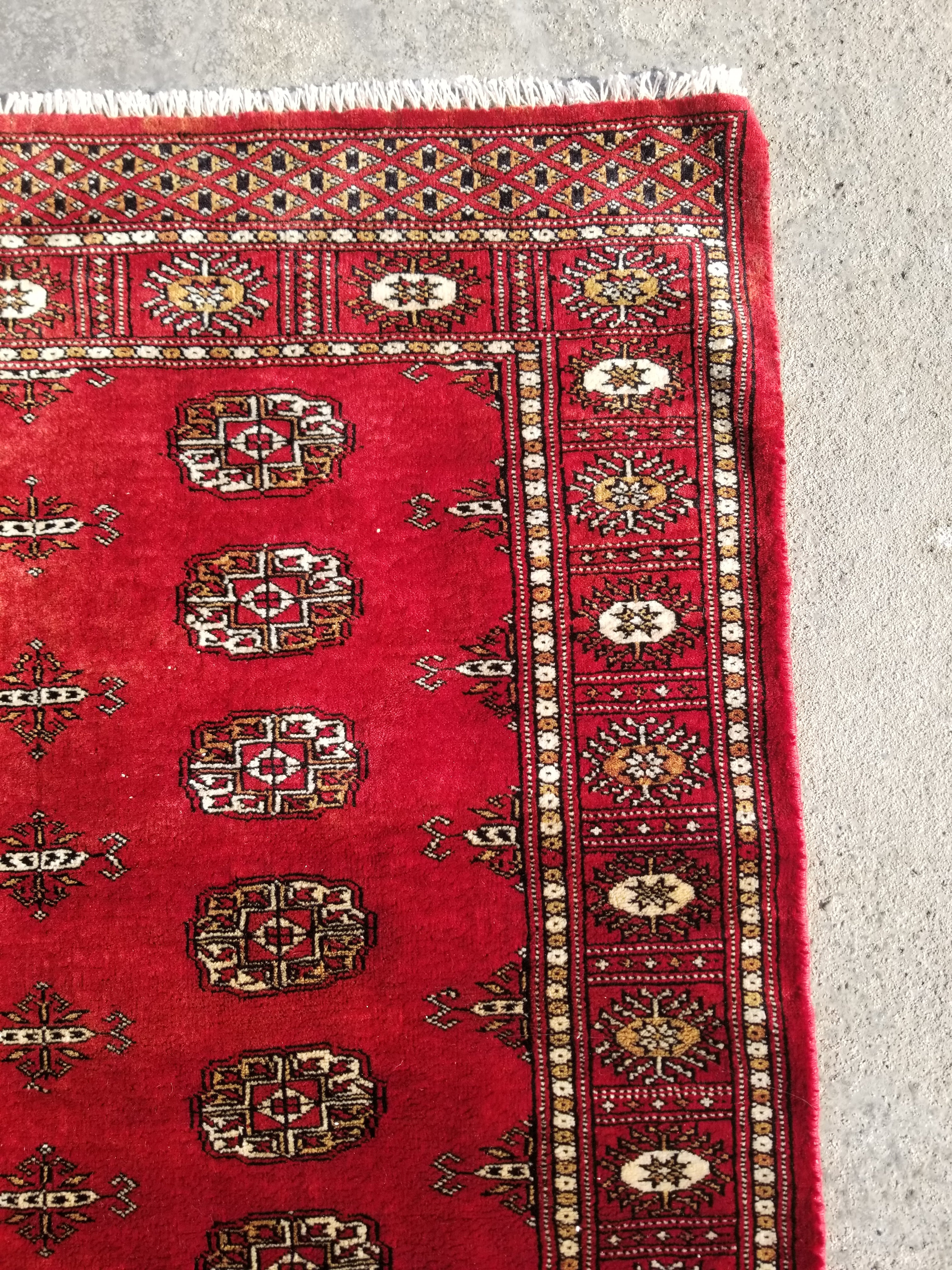 Vintage Traditional Handmade Bokhara Style Wool Multicolor Area Rug 182x132cm