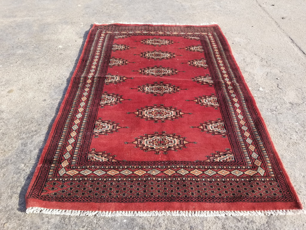 Vintage Traditional Handmade Pakistani Bokhara Oriental Style Wool Rug 119x78cm