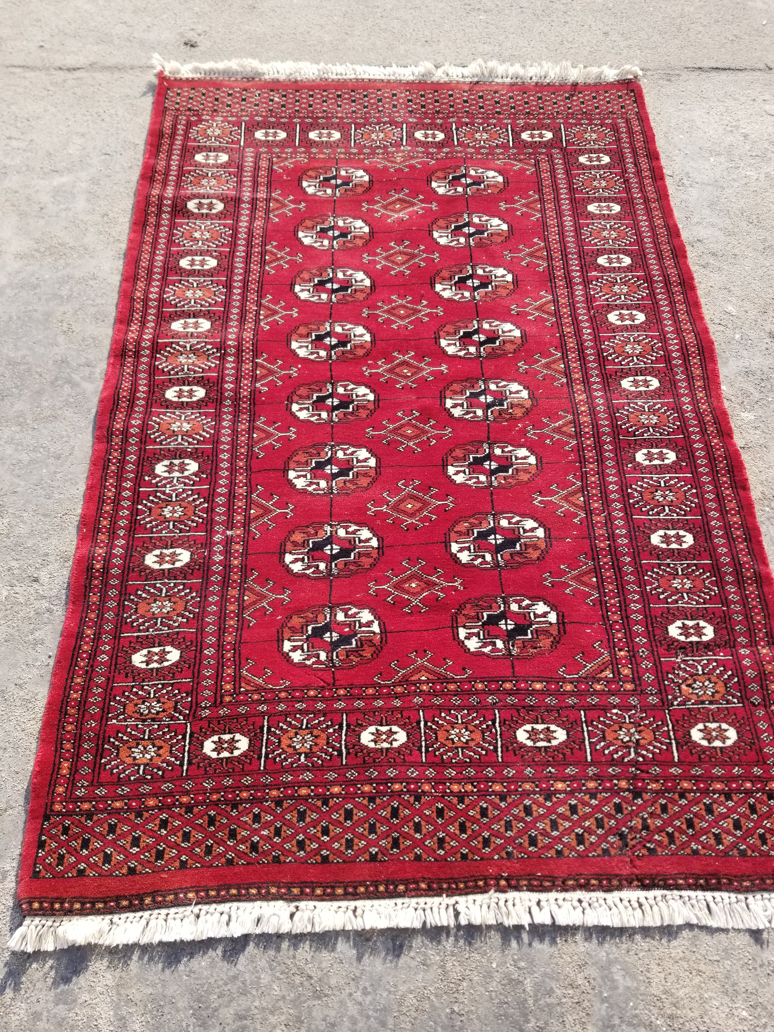 Vintage Traditional Handmade Pakistani Bokhara Style Wool Multicolor Rug 152x96