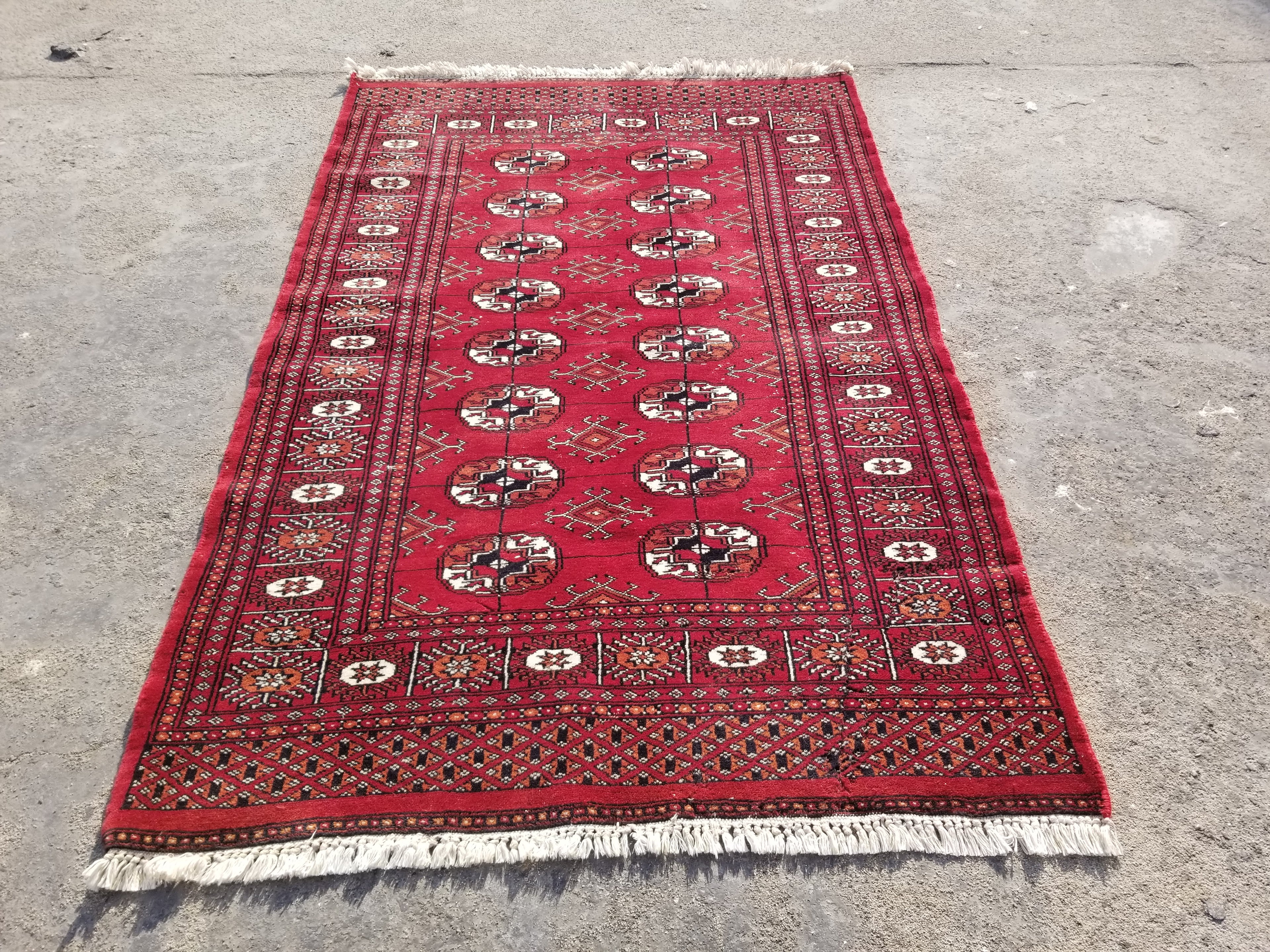 Vintage Traditional Handmade Pakistani Bokhara Style Wool Multicolor Rug 152x96