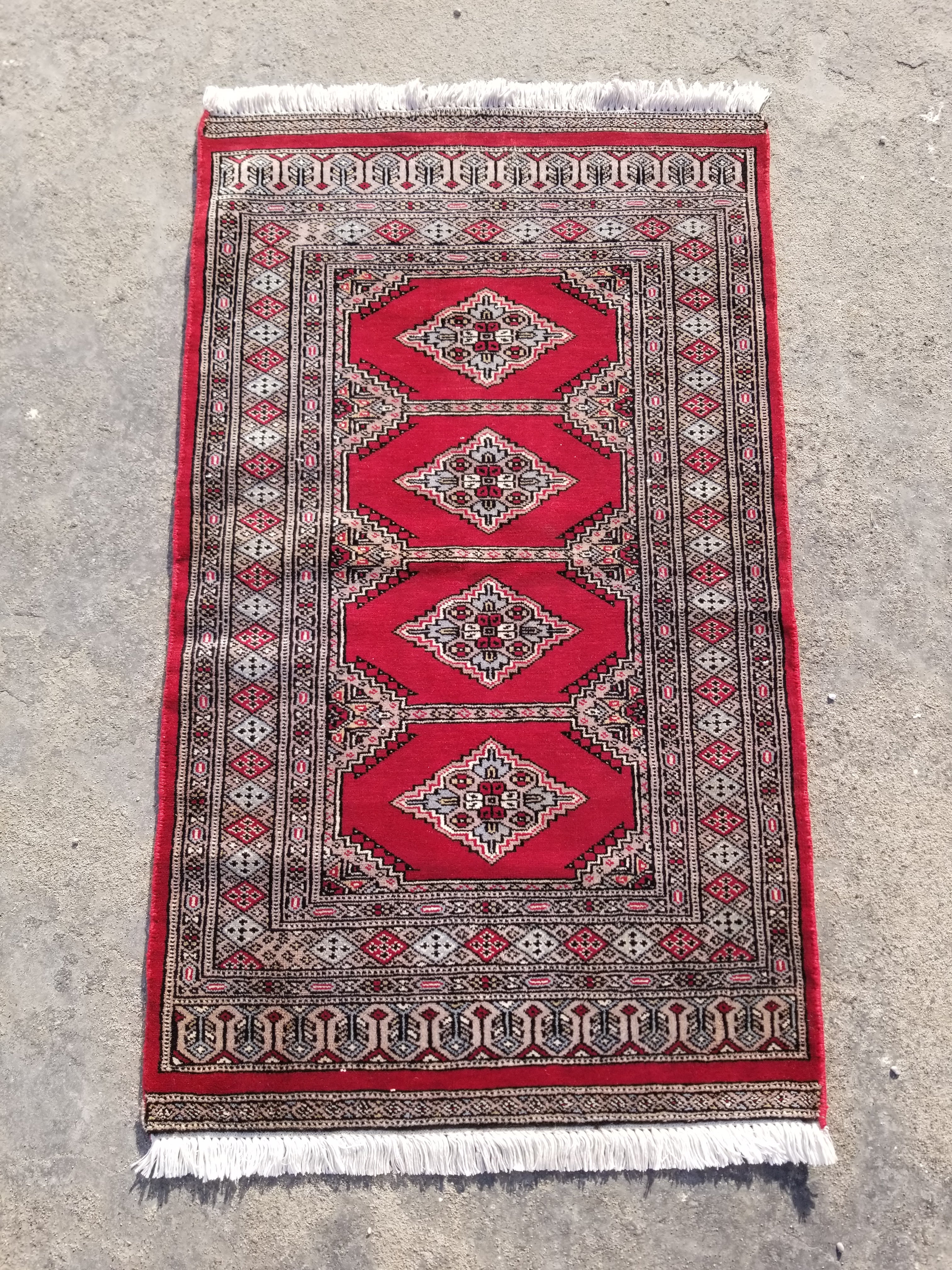 Vintage Traditional Handmade Pakistani Bokhara Style Wool Multicolor Rug 129x76