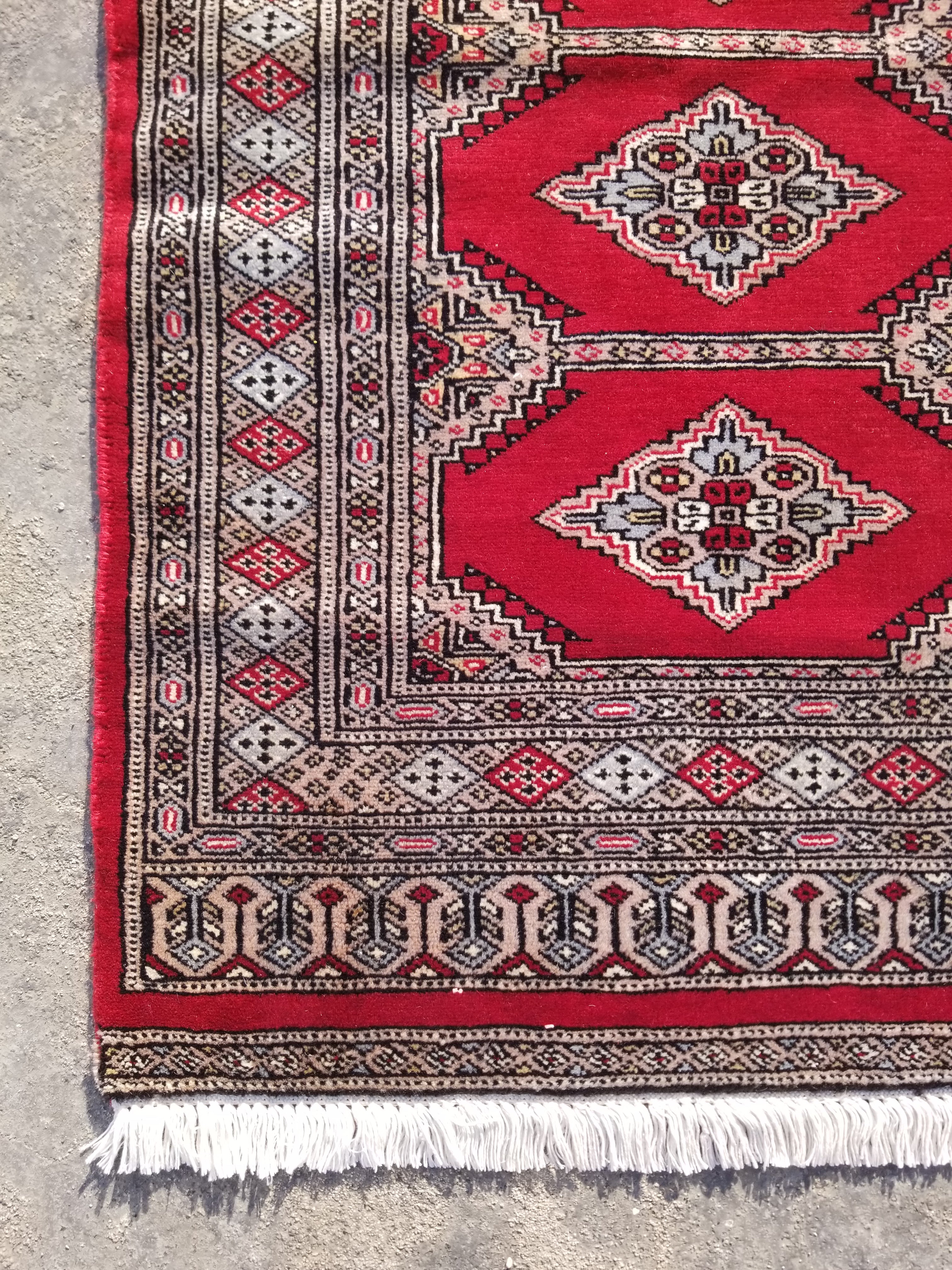 Vintage Traditional Handmade Pakistani Bokhara Style Wool Multicolor Rug 129x76