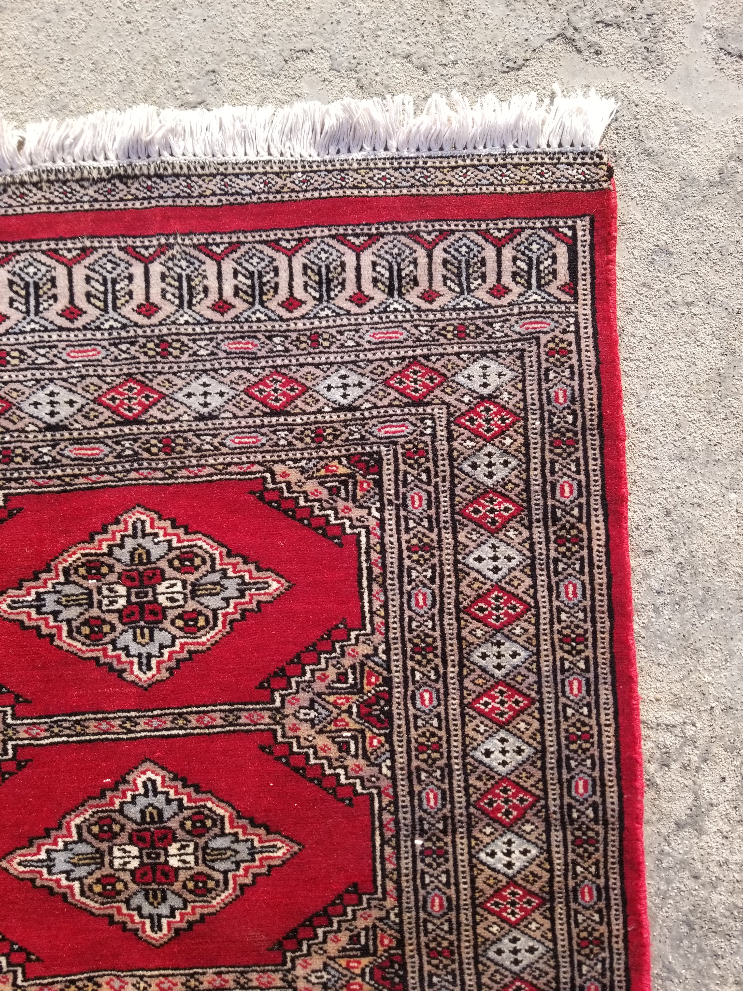Vintage Traditional Handmade Pakistani Bokhara Style Wool Multicolor Rug 129x76