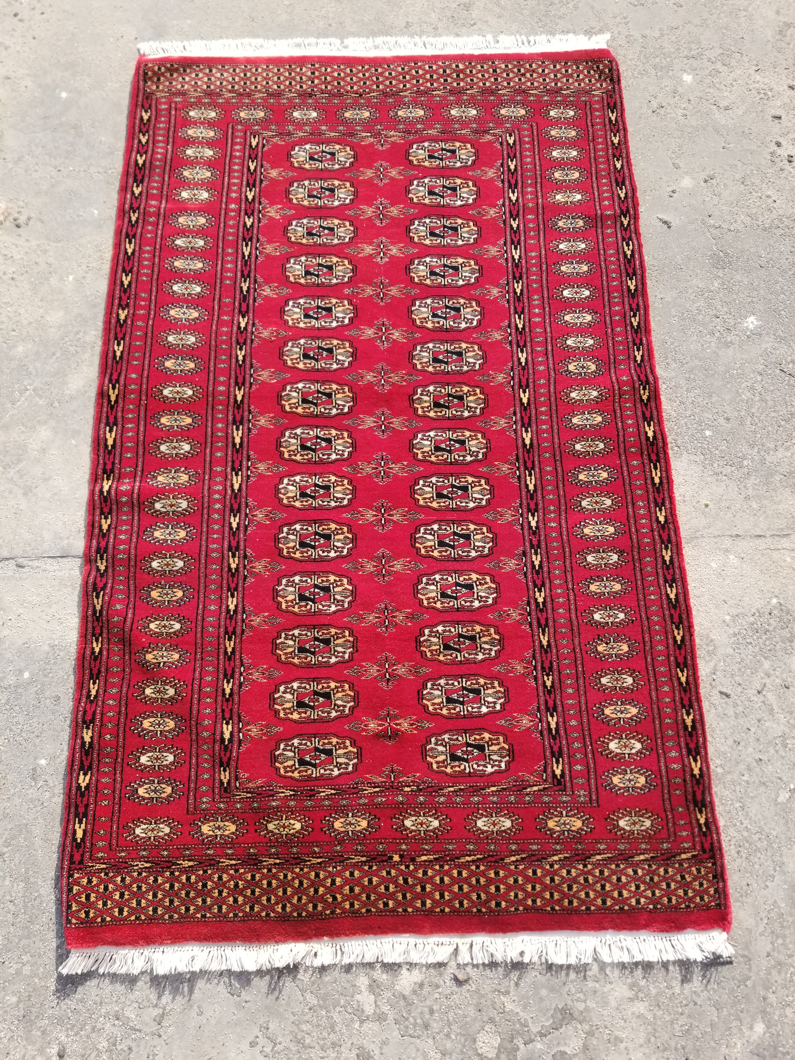 Vintage Traditional Handmade Pakistani Bokhara Style Wool Multicolor Rug 152x91